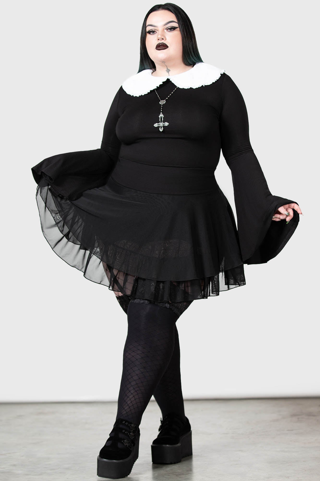 Yasumi Mesh Skirt with Adjustable Suspenders & Built-in Shorts