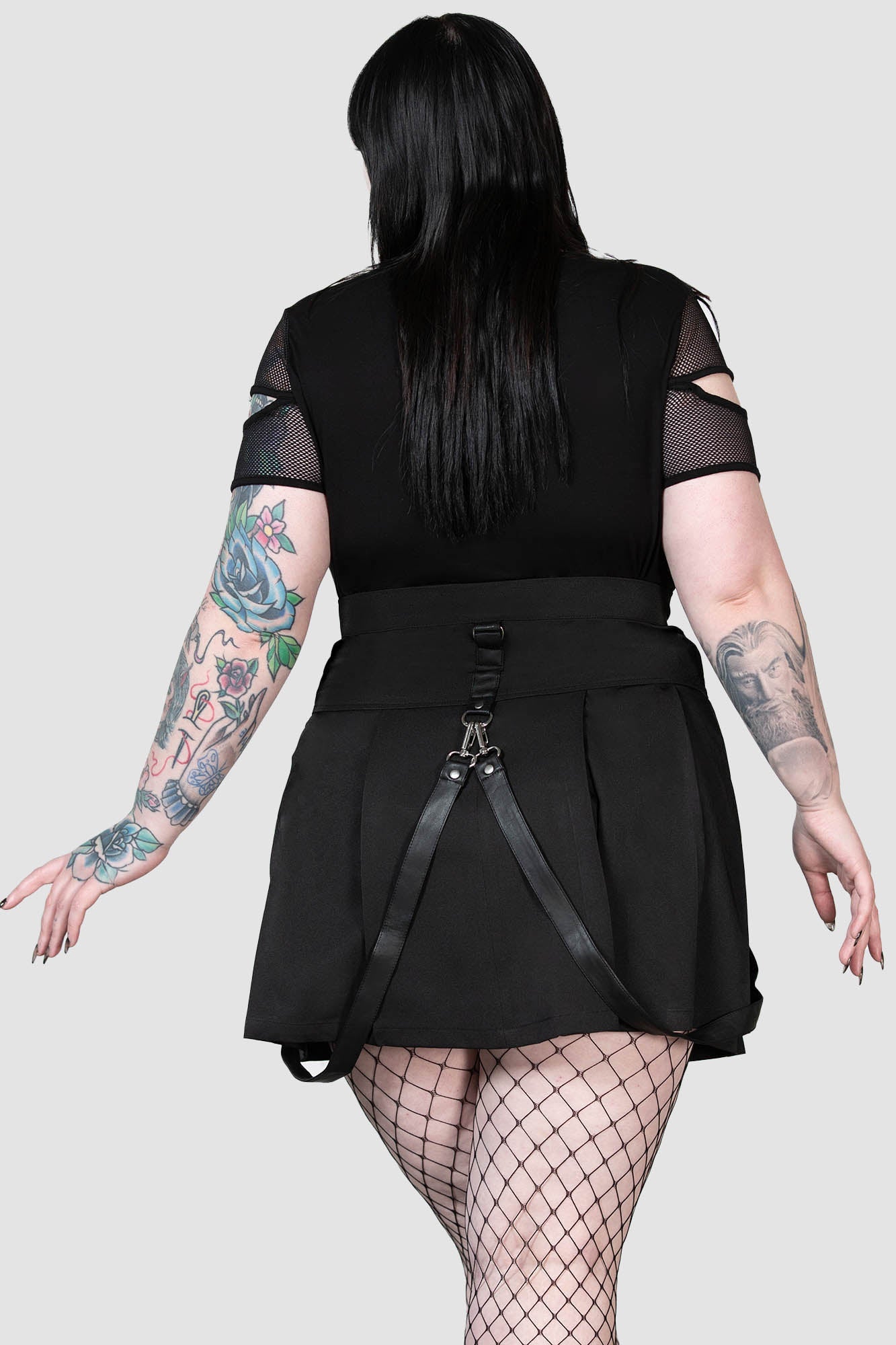 Killstar Blaire Pleated Mini Skirt with PU Straps & Zip
