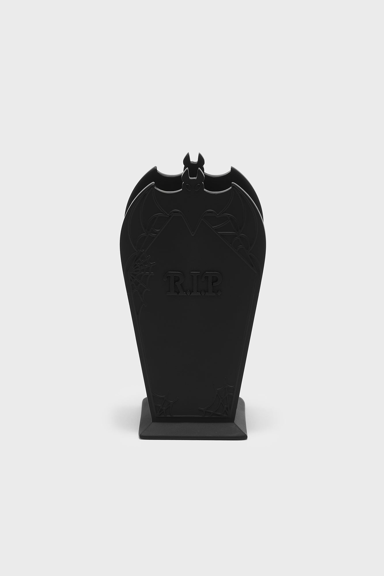 Killstar Gravestone Brush Holder - Gothic Resin Bat Design