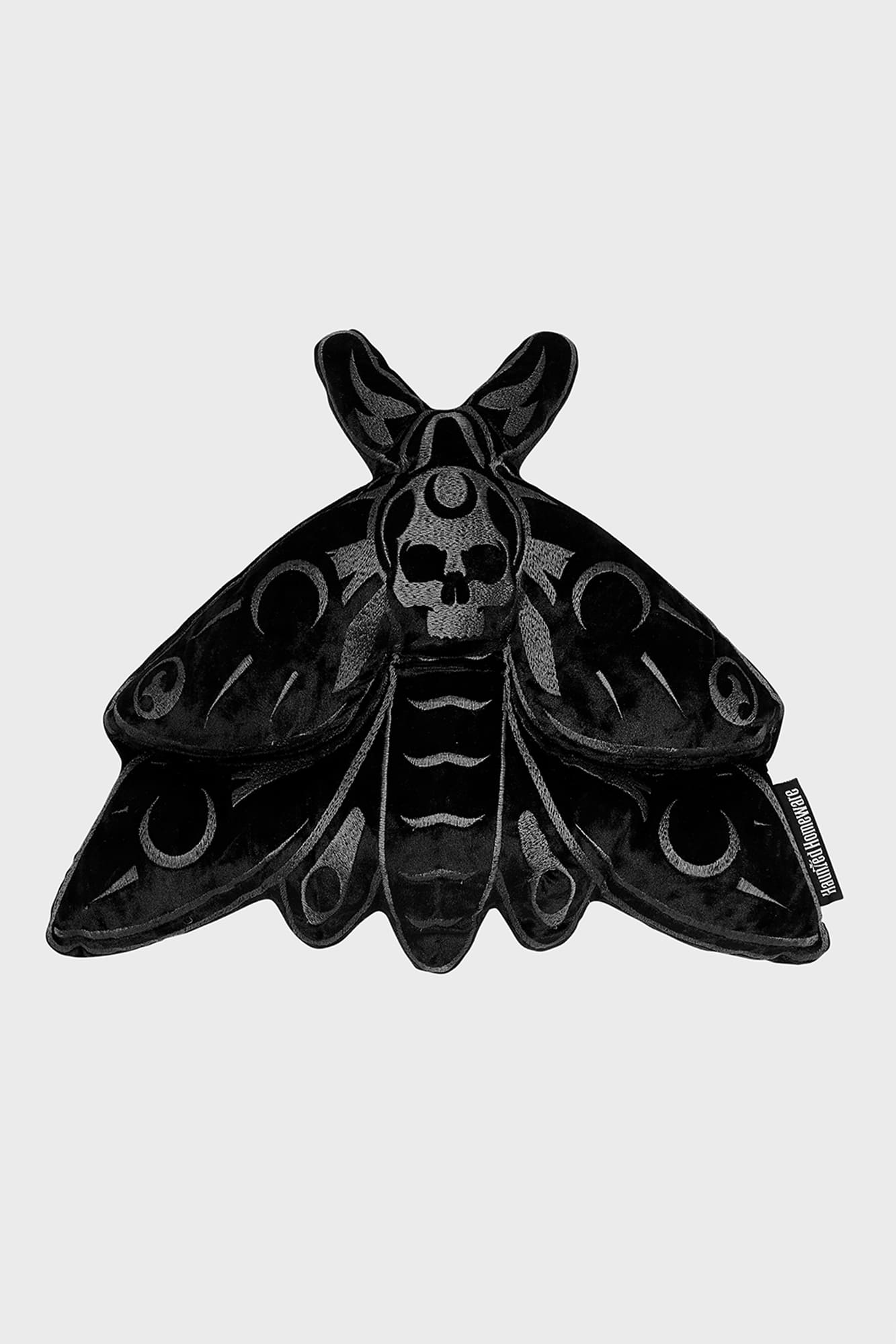 Killstar Midnight Moth Velvet Cushion with Embroidery