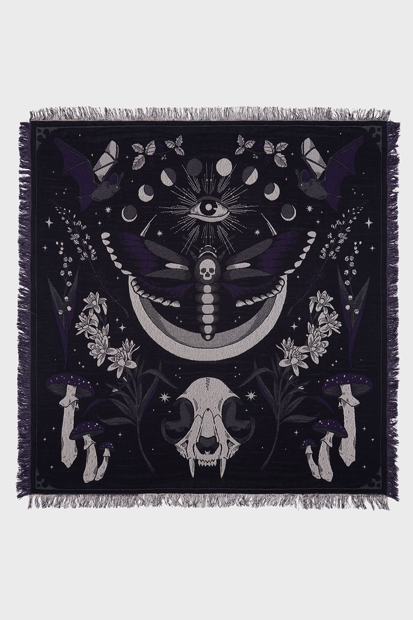 Killstar Moonflower Woven Cotton Blanket with Fringe