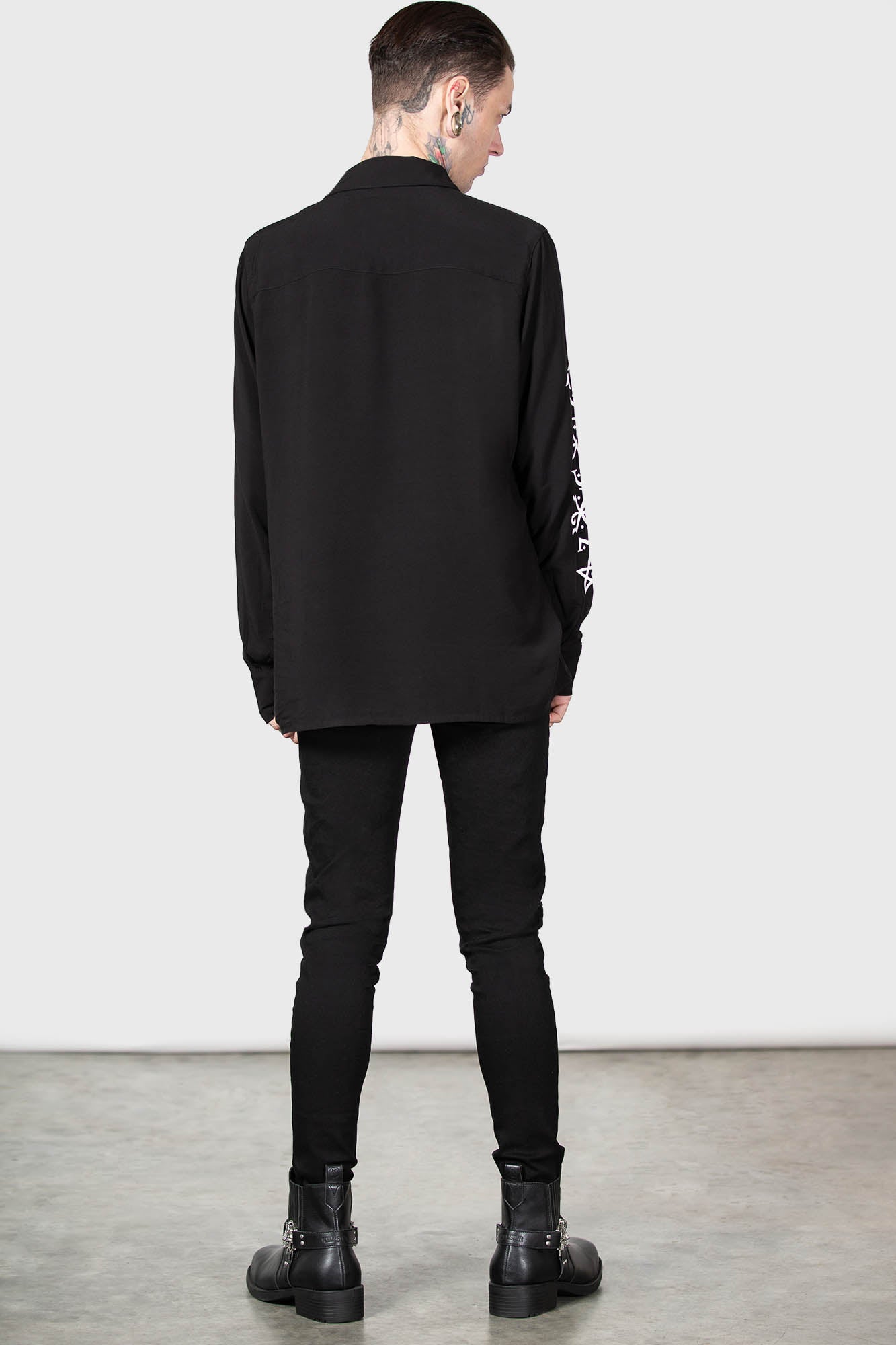 Killstar Barabtos Devil Print Viscose Shirt - Unisex Long Sleeve