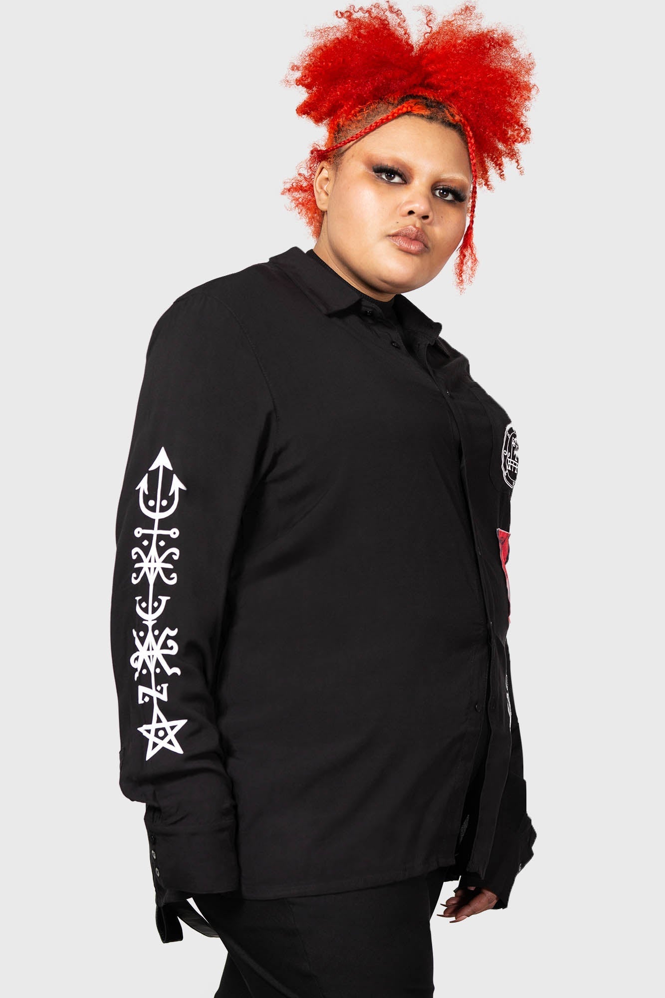 Killstar Barabtos Devil Print Viscose Shirt - Unisex Long Sleeve