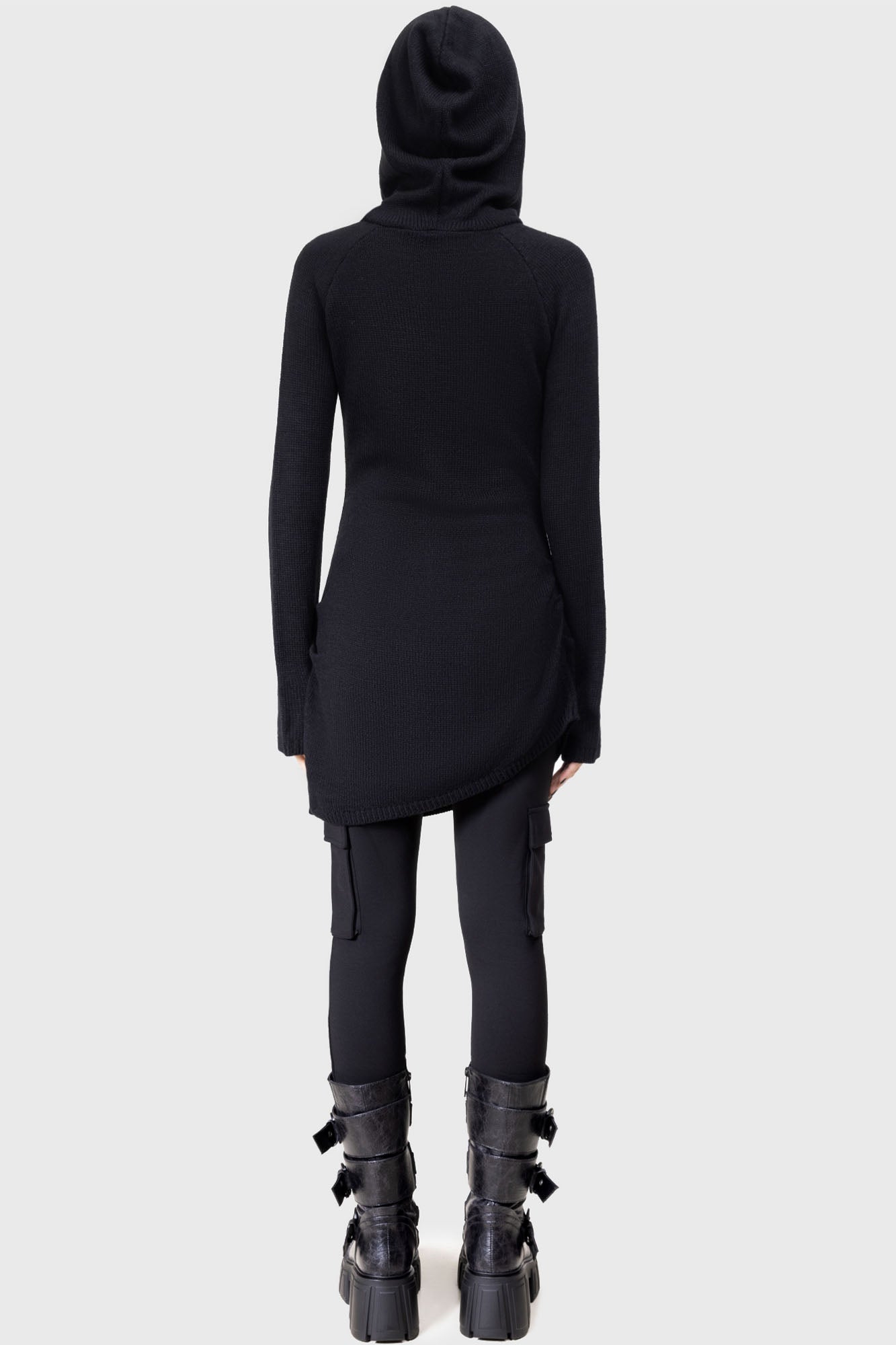 KIHILIST Enigmatra Oversized Hood Knit Top - Soft-Stretch Acrylic
