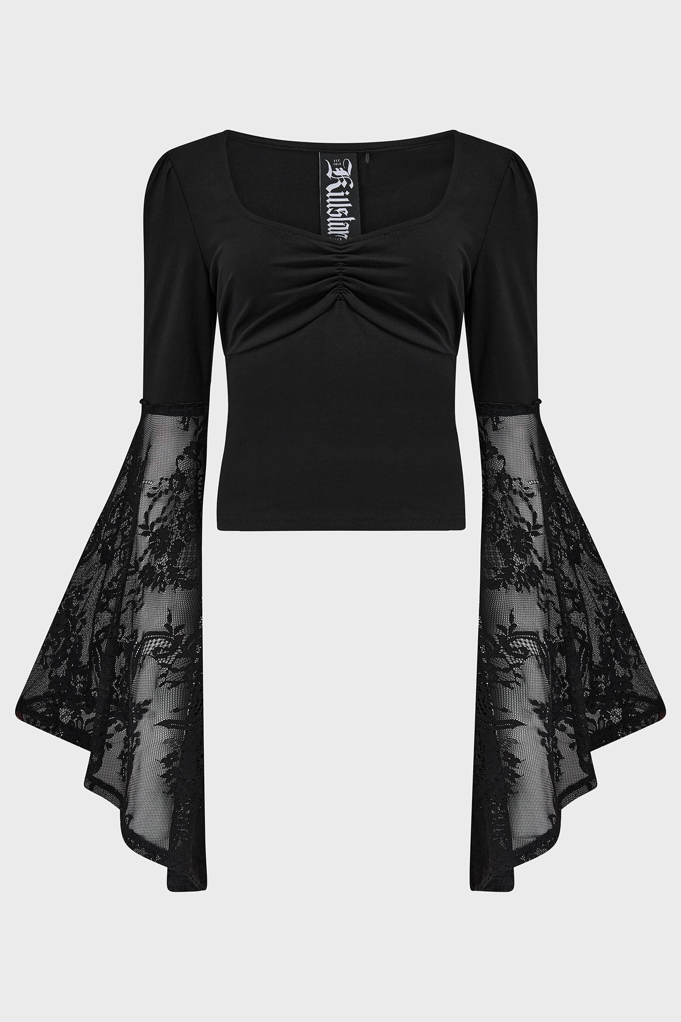 Killstar Vesperis Lace Detail Flared Sleeve Top
