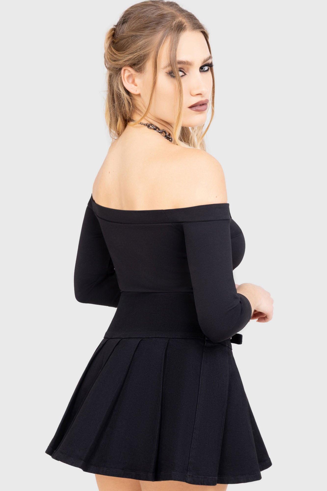 Killstar Cryptarose Off-Shoulder Top with Buckle Detail