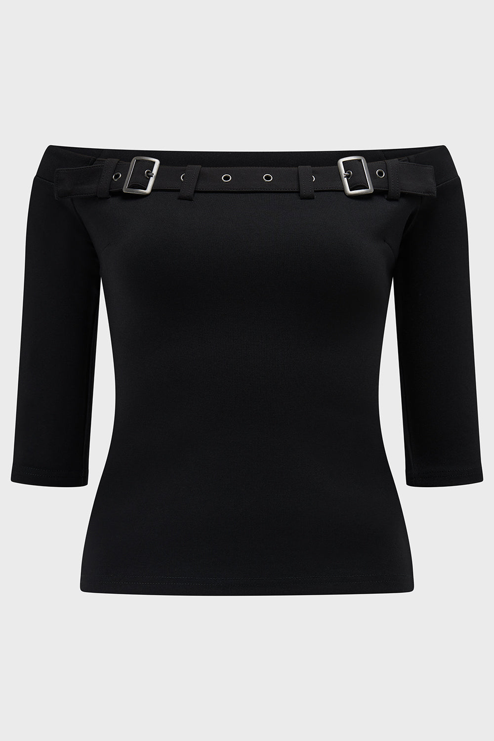 Killstar Cryptarose Off-Shoulder Top with Buckle Detail