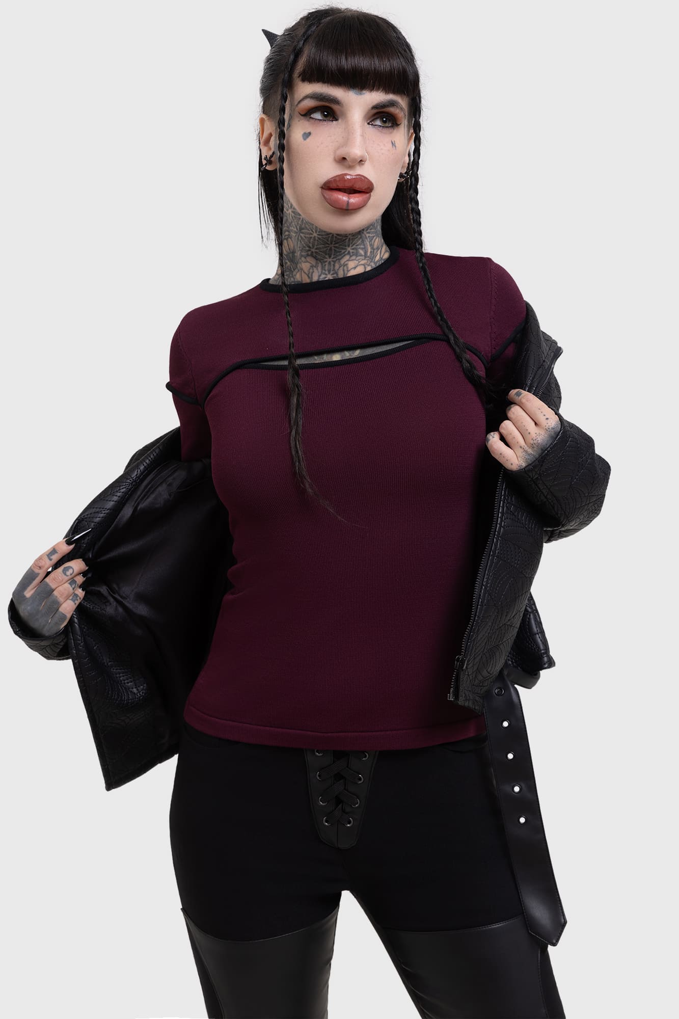 Killstar Abyssal Elegy Knitted Top with Keyhole & Cut Out Details