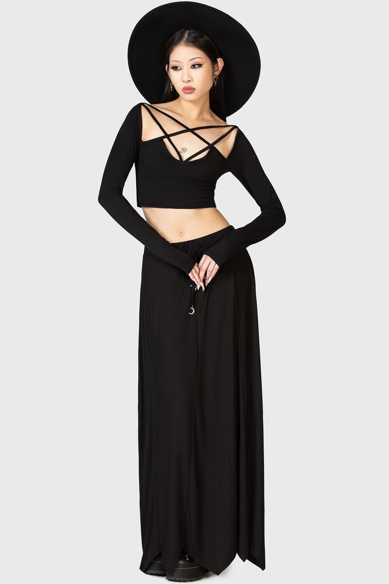 Killstar Celestial Pentagram Crop Top - Long Sleeve & Fitted