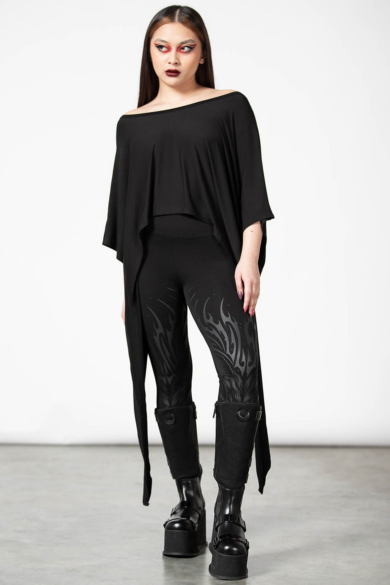 Killstar Celestial Bodies Cropped Jersey Top with Wide Sleeves
