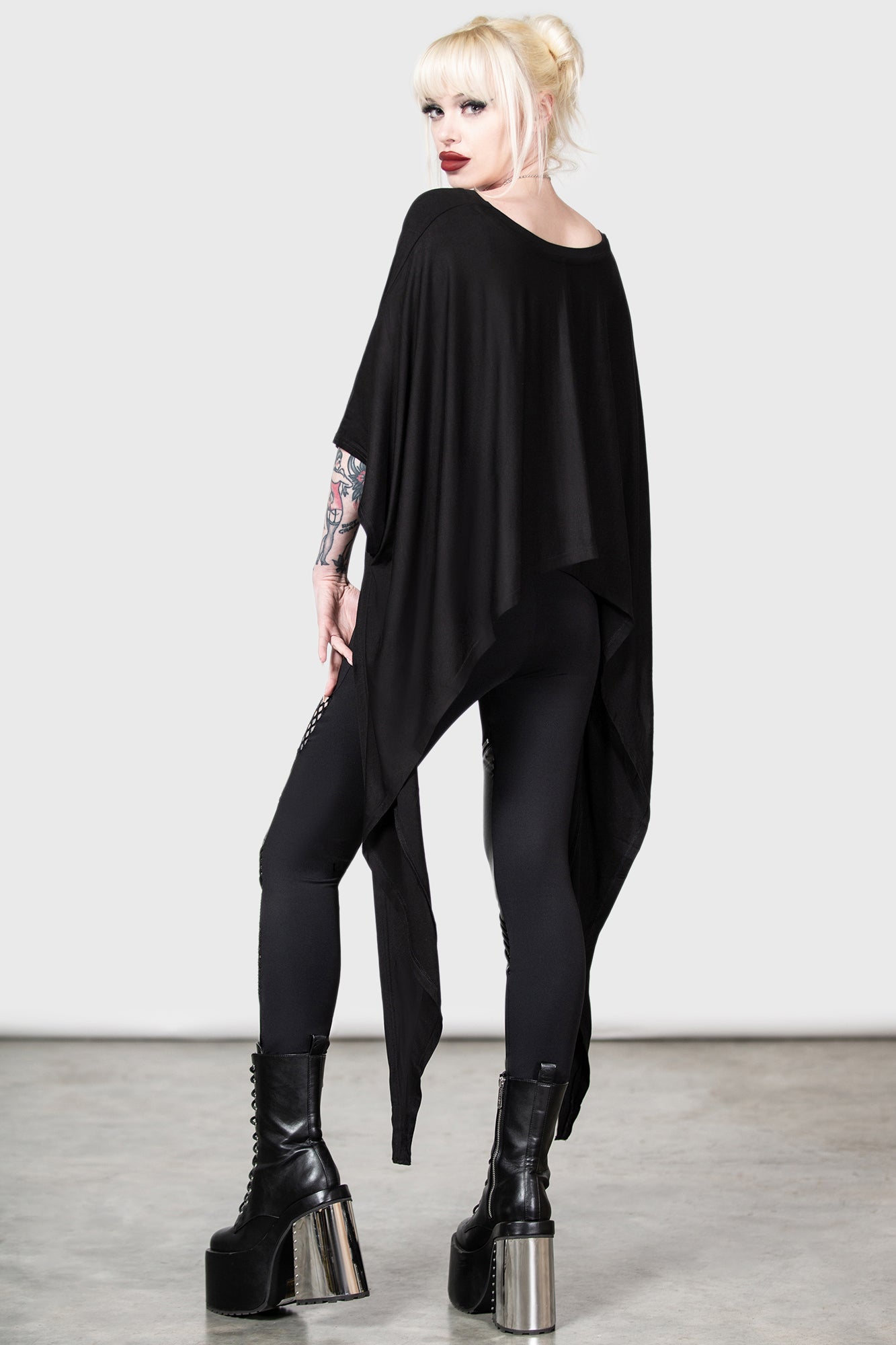Killstar Celestial Bodies Cropped Jersey Top with Wide Sleeves