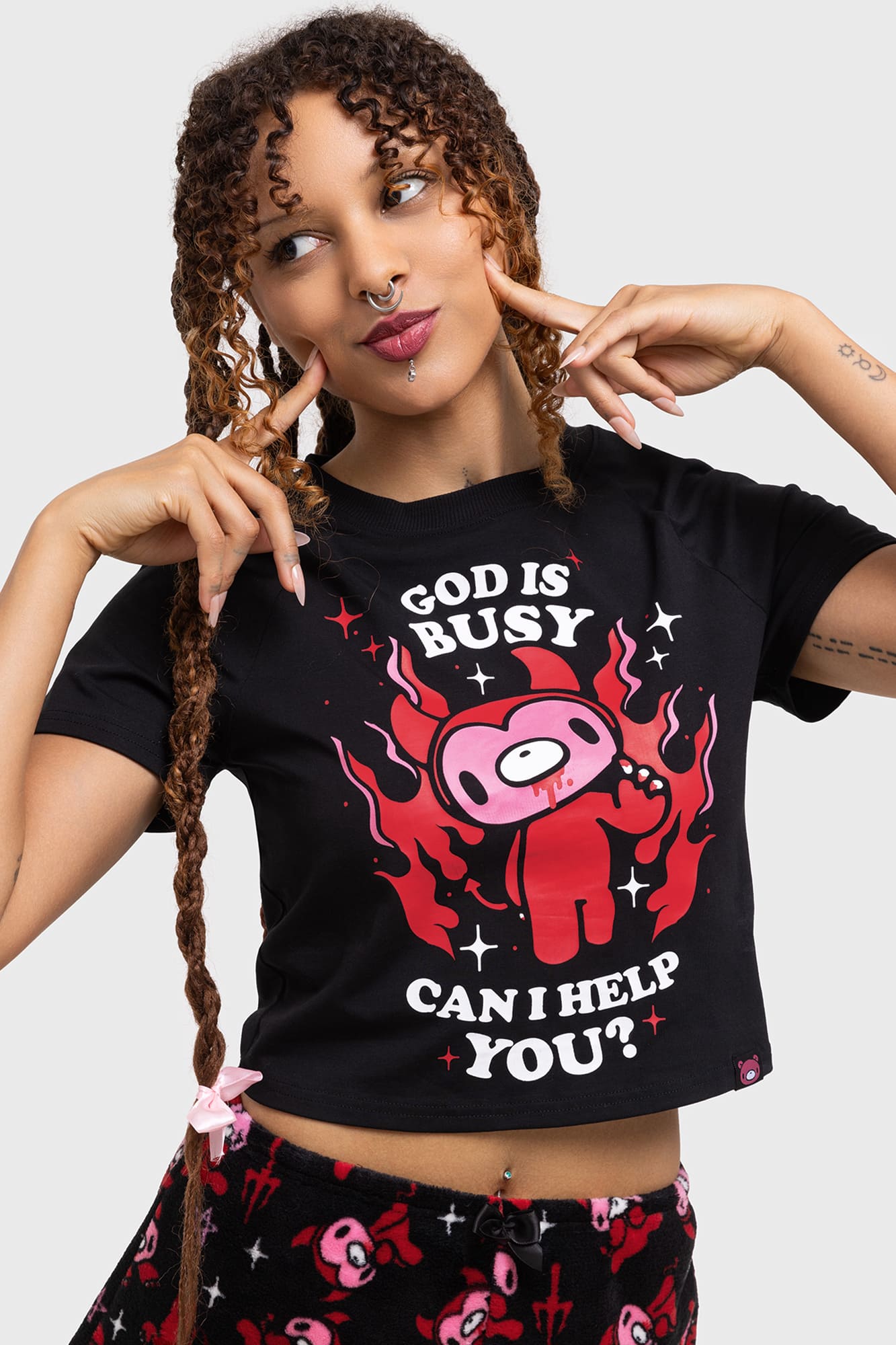 Killstar God Is Busy Cropped Cotton Lounge Top