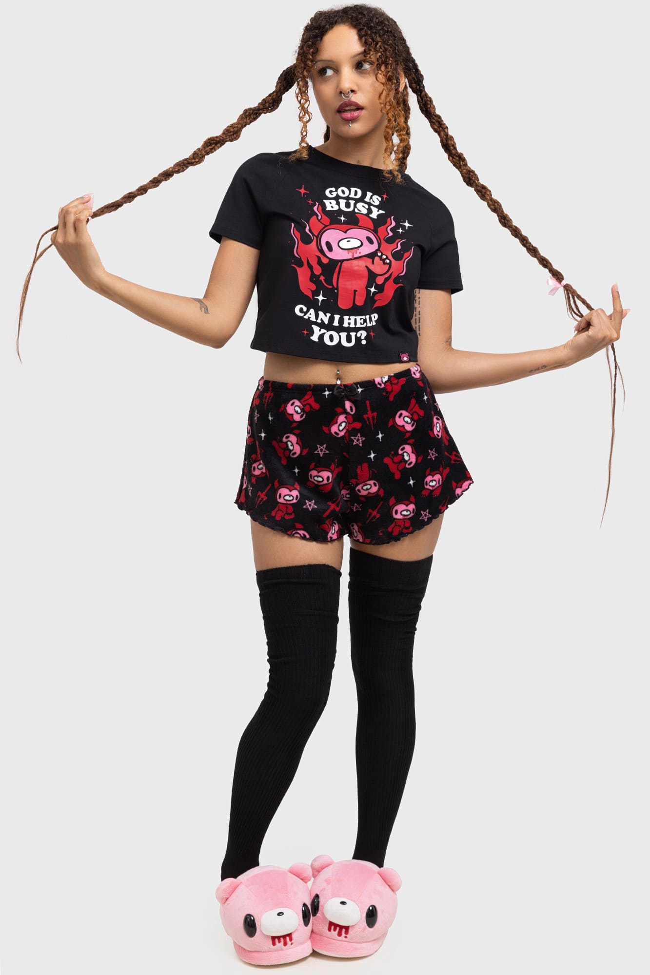 Killstar God Is Busy Cropped Cotton Lounge Top