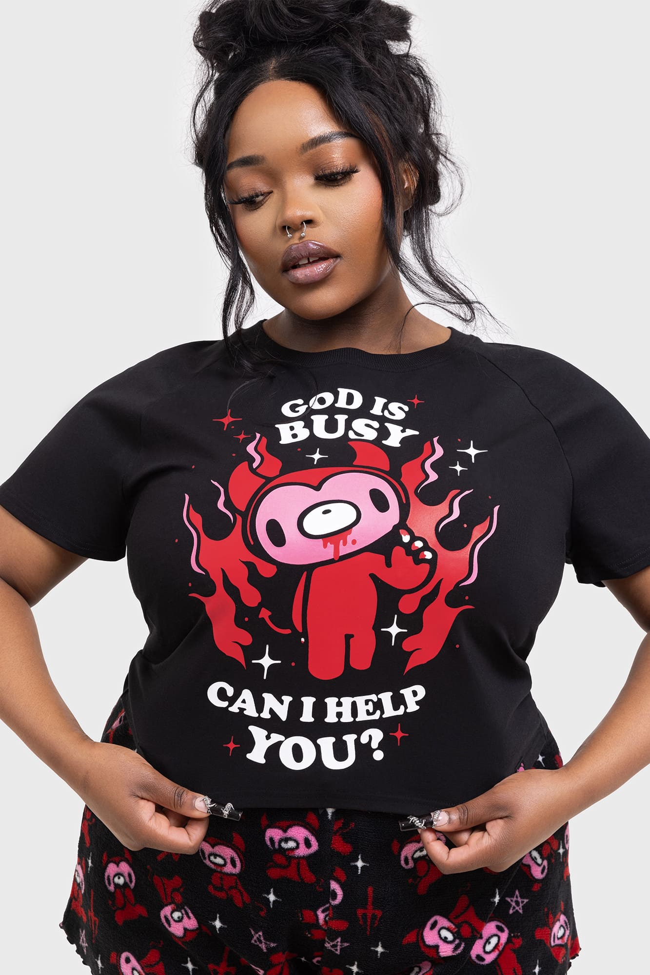 Killstar God Is Busy Cropped Cotton Lounge Top