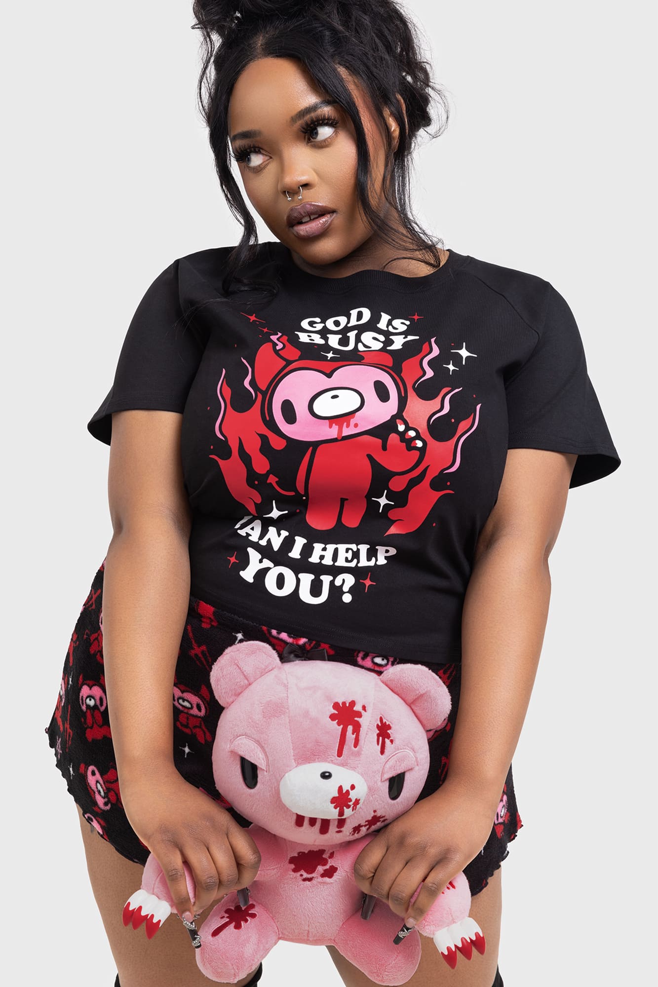 Killstar God Is Busy Cropped Cotton Lounge Top