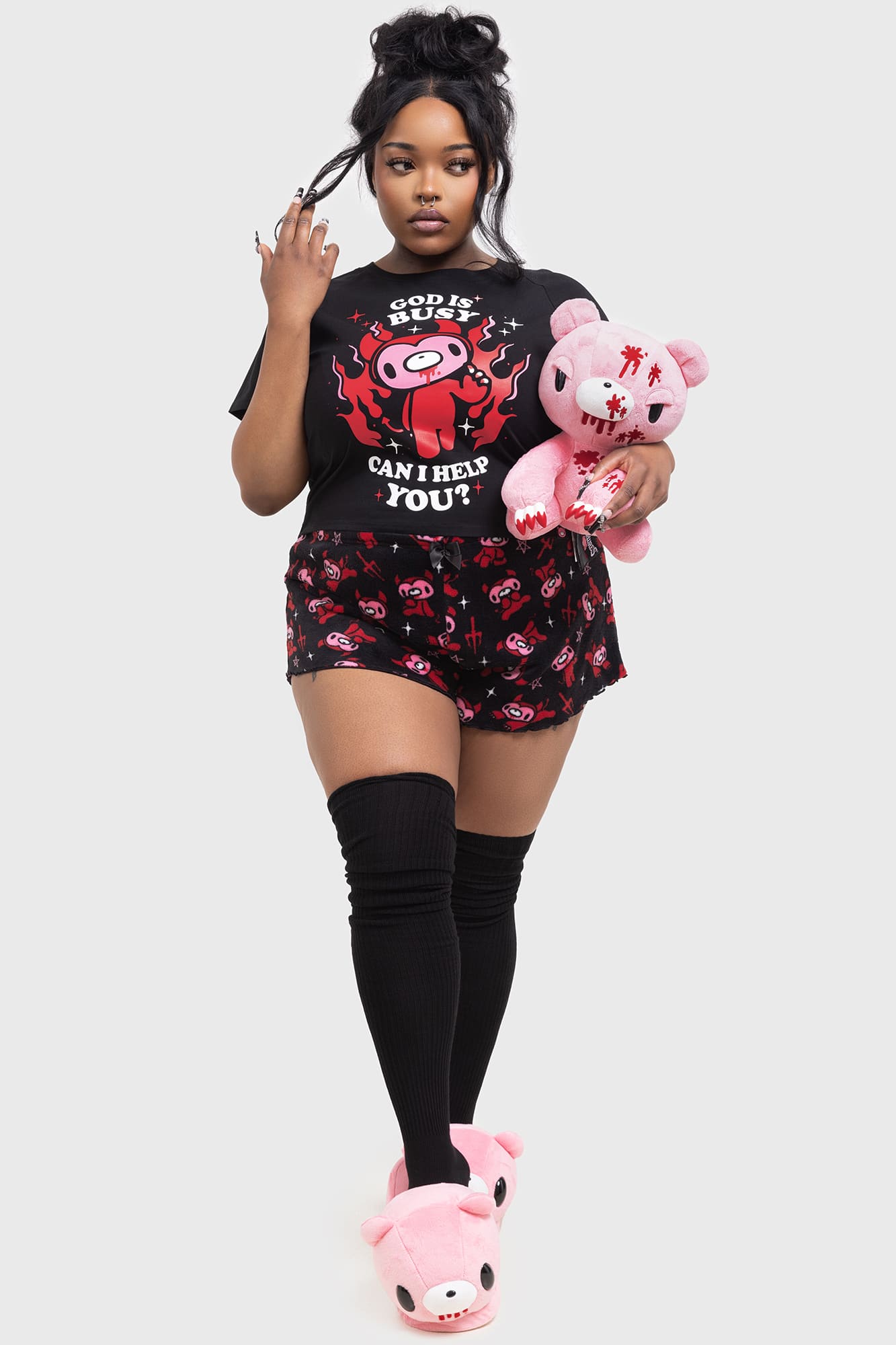 Killstar God Is Busy Cropped Cotton Lounge Top