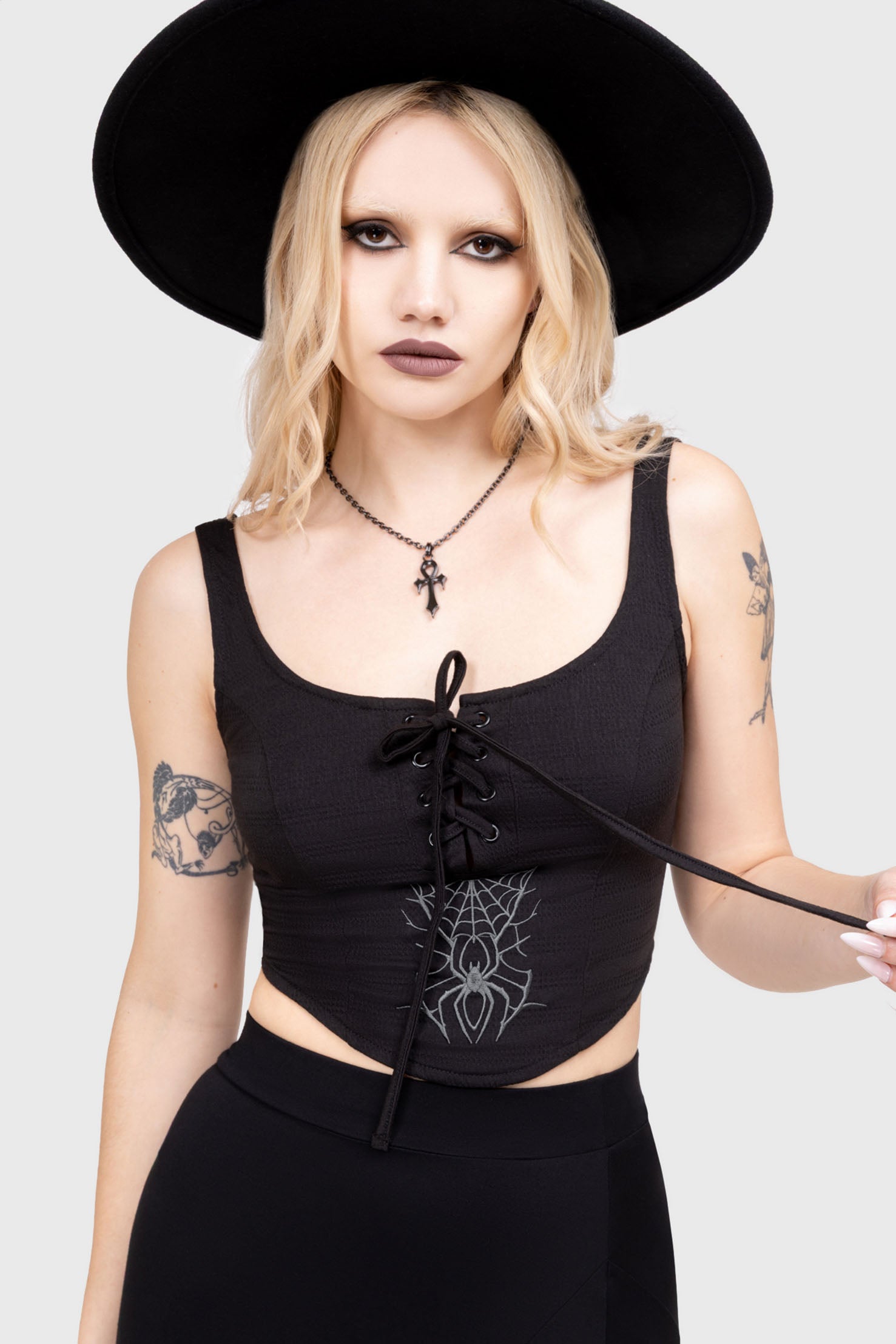 Killstar Grimwatch Spider Embroidered Corset Top