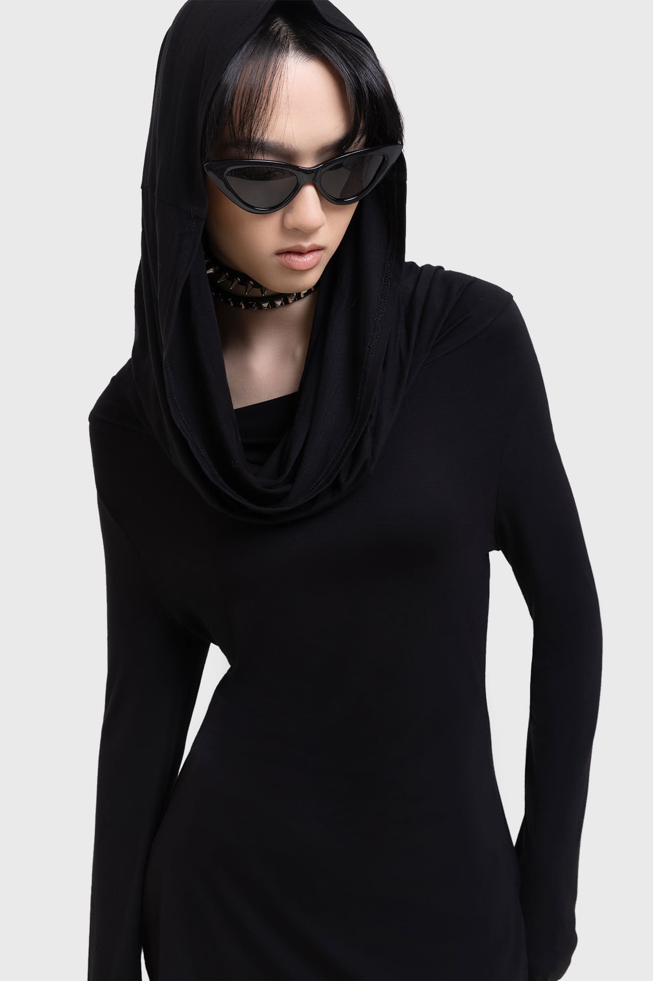 KIHILIST INFINITUM Oversized Hood Top - Soft Stretch Viscose