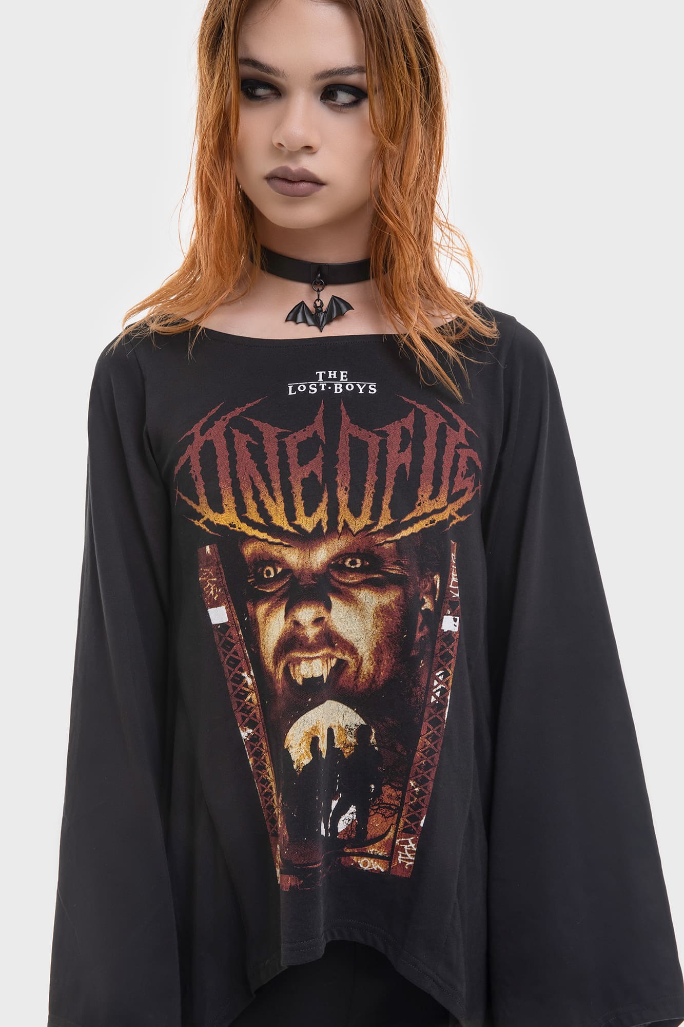 Lost Boys Initiation Long Sleeve Top with Bell Sleeves & Sheer Back