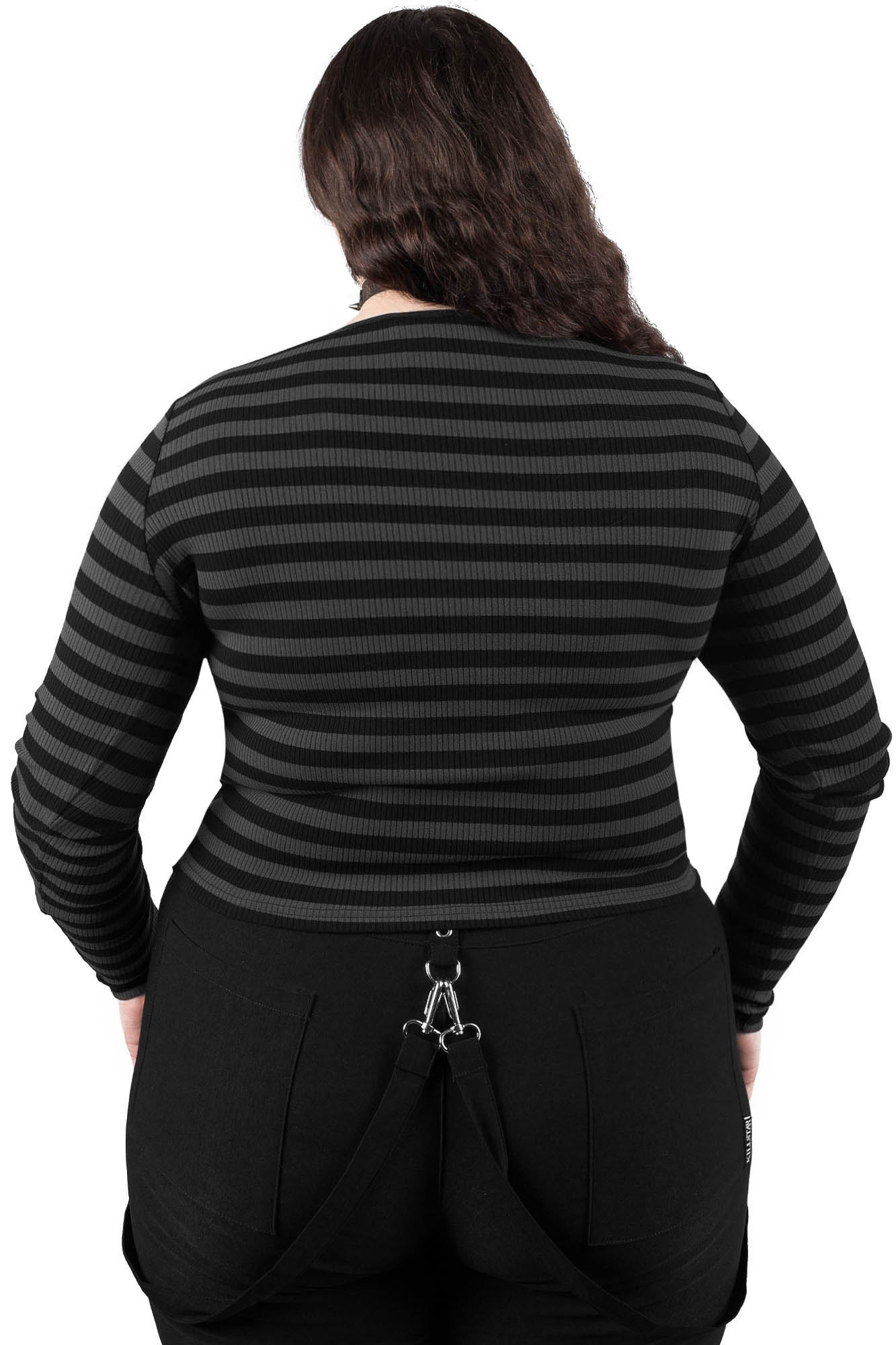Killstar Izora Ribbed Cropped Zip Top - Grey Cotton Blend