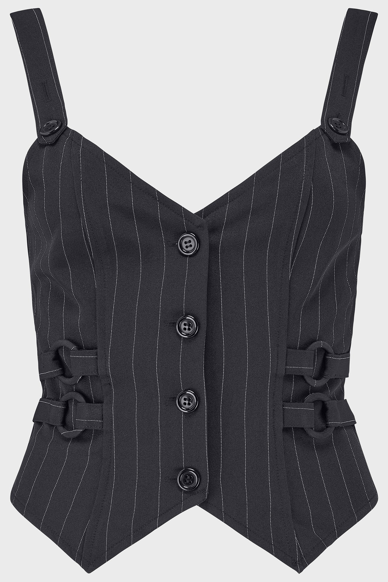 Killstar Mystiqueaux Striped Adjustable Vest - Fitted Pointed Hem