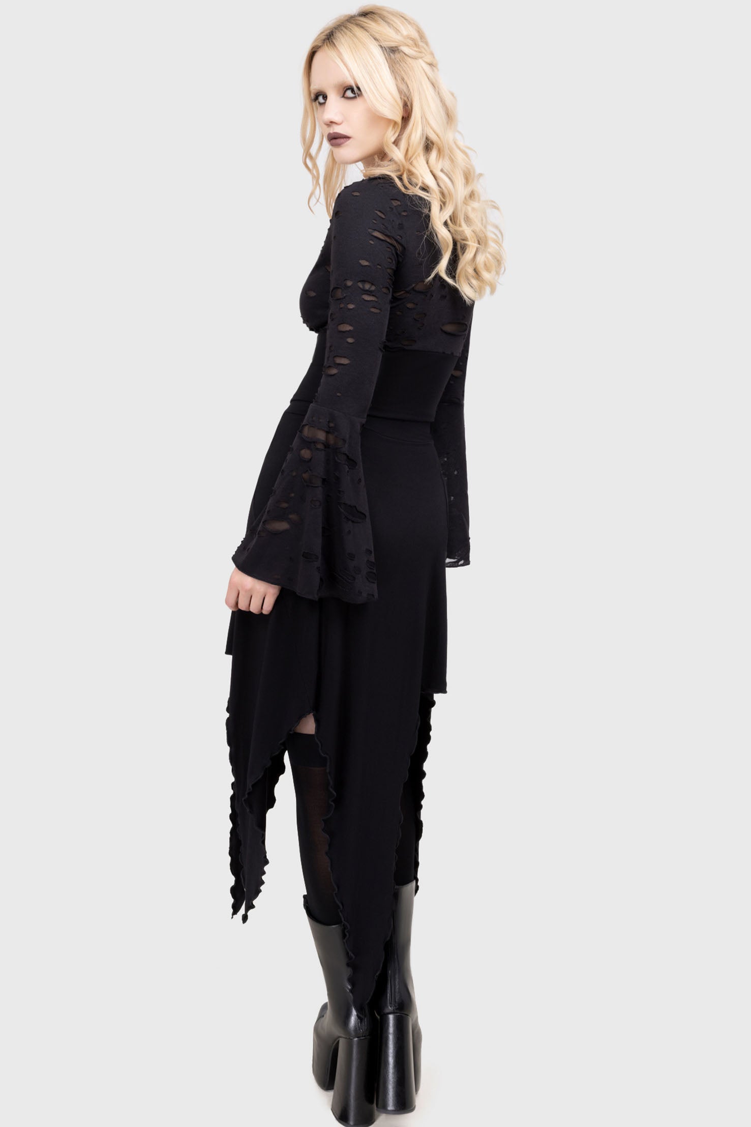 Killstar Mourning Glen Gothic Top with Flared Sleeves