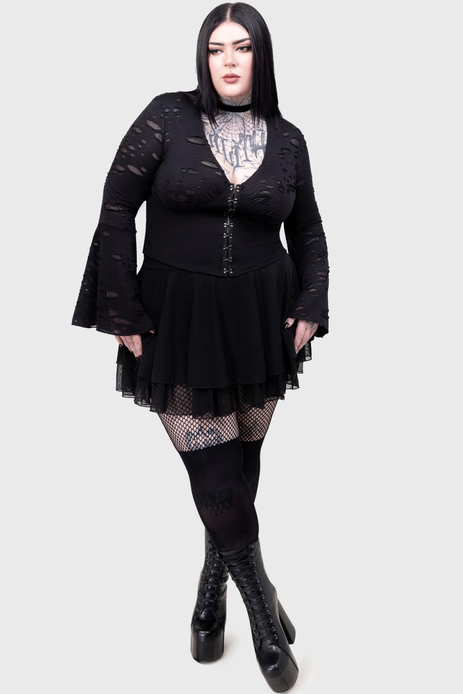 Killstar Mourning Glen Gothic Top with Flared Sleeves