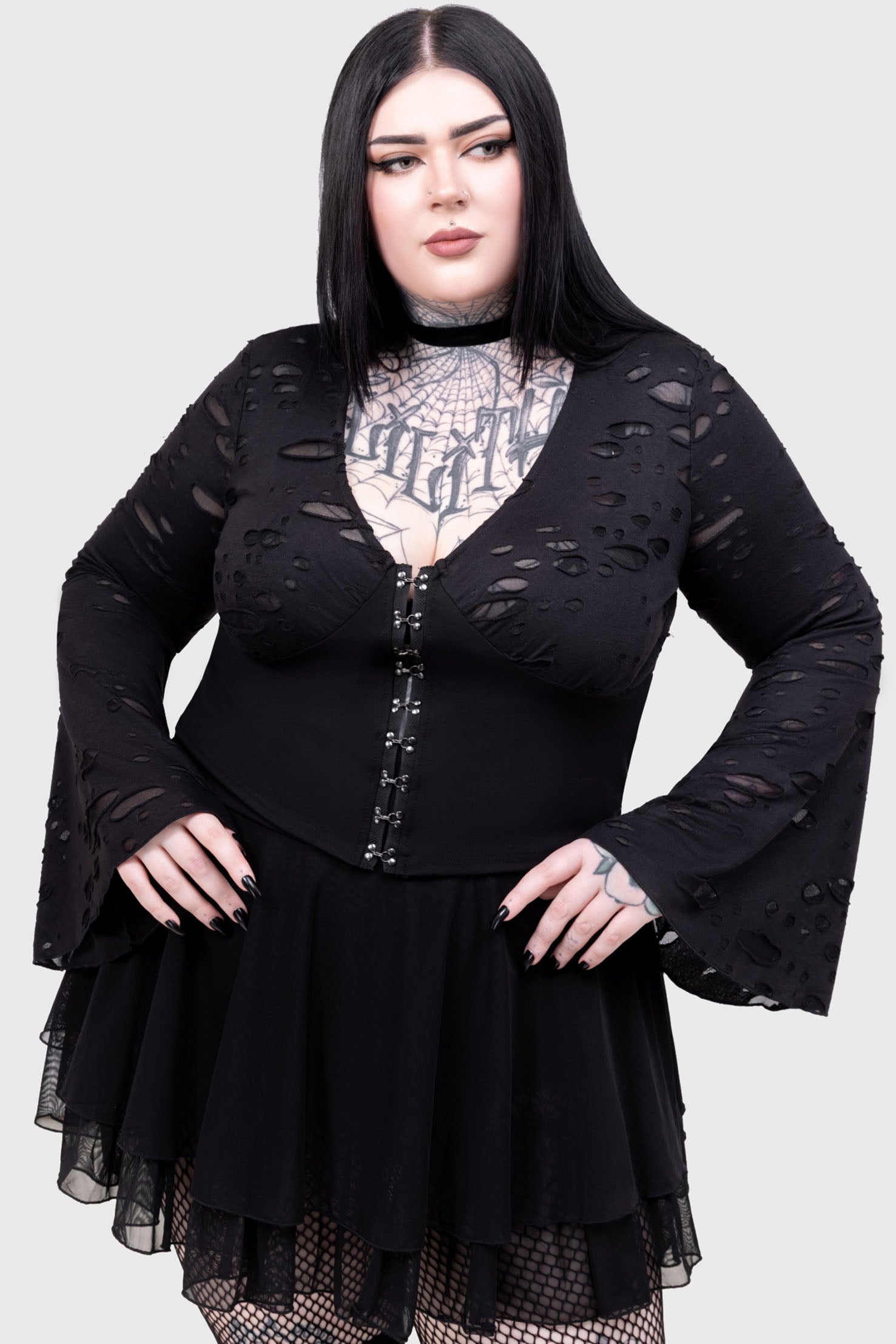 Killstar Mourning Glen Gothic Top with Flared Sleeves