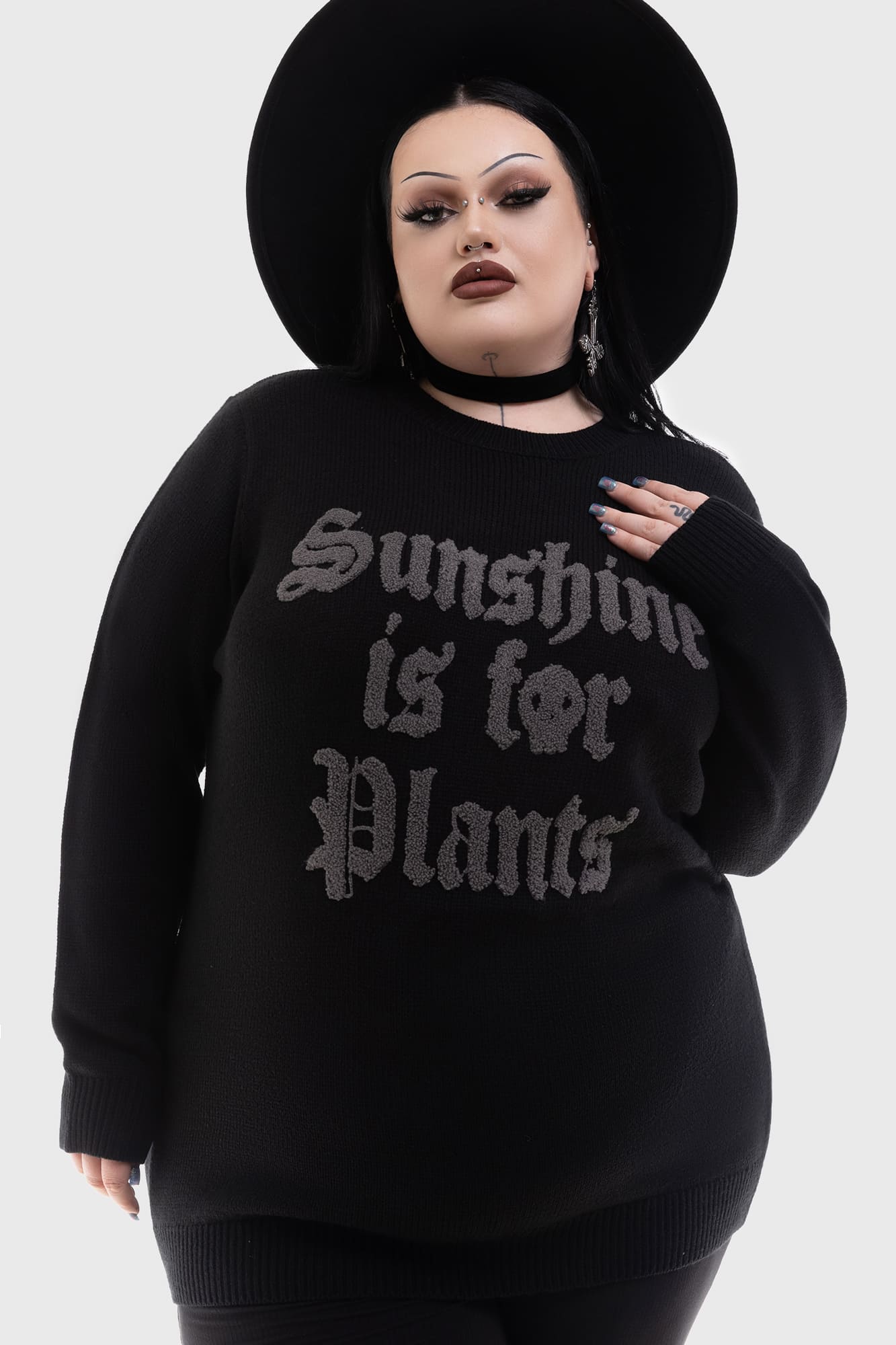 Killstar Sunshine For Plants Sweater - Soft Stretch Knit Crew Neck