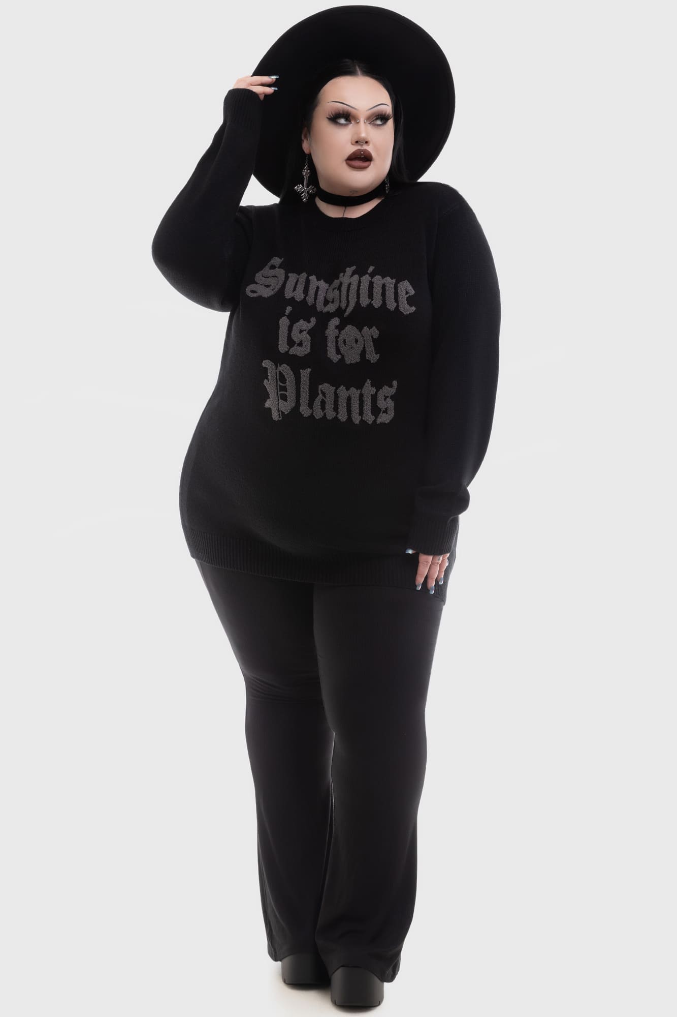 Killstar Sunshine For Plants Sweater - Soft Stretch Knit Crew Neck