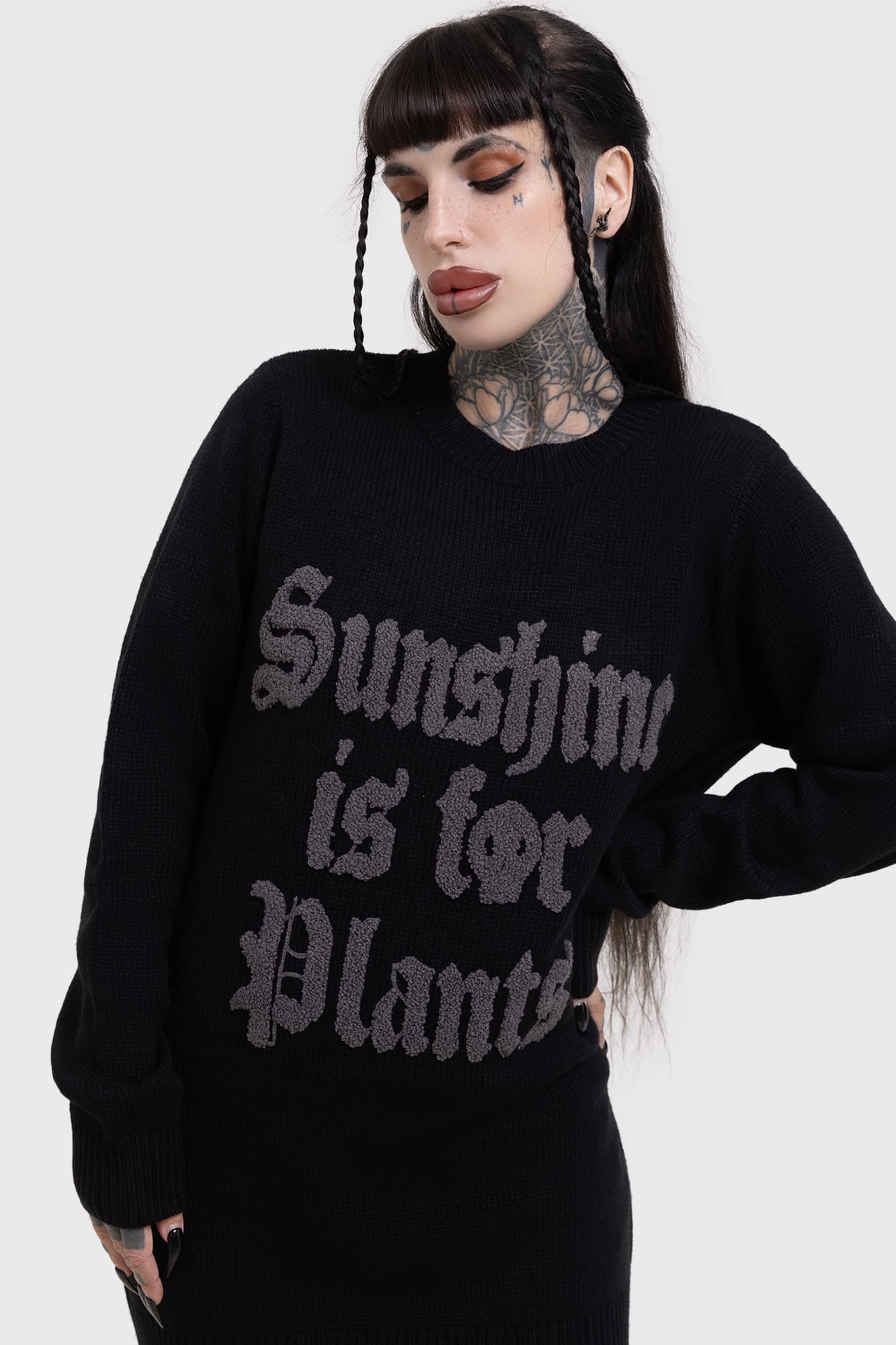 Killstar Sunshine For Plants Sweater - Soft Stretch Knit Crew Neck