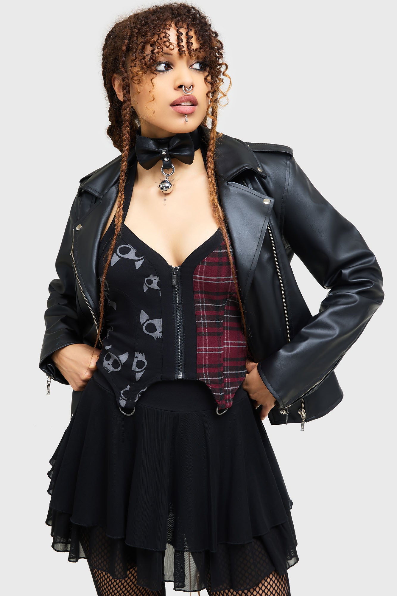 KILLSTAR Vampurr Halter Top - Gothic Zip Front & Adjustable Neck