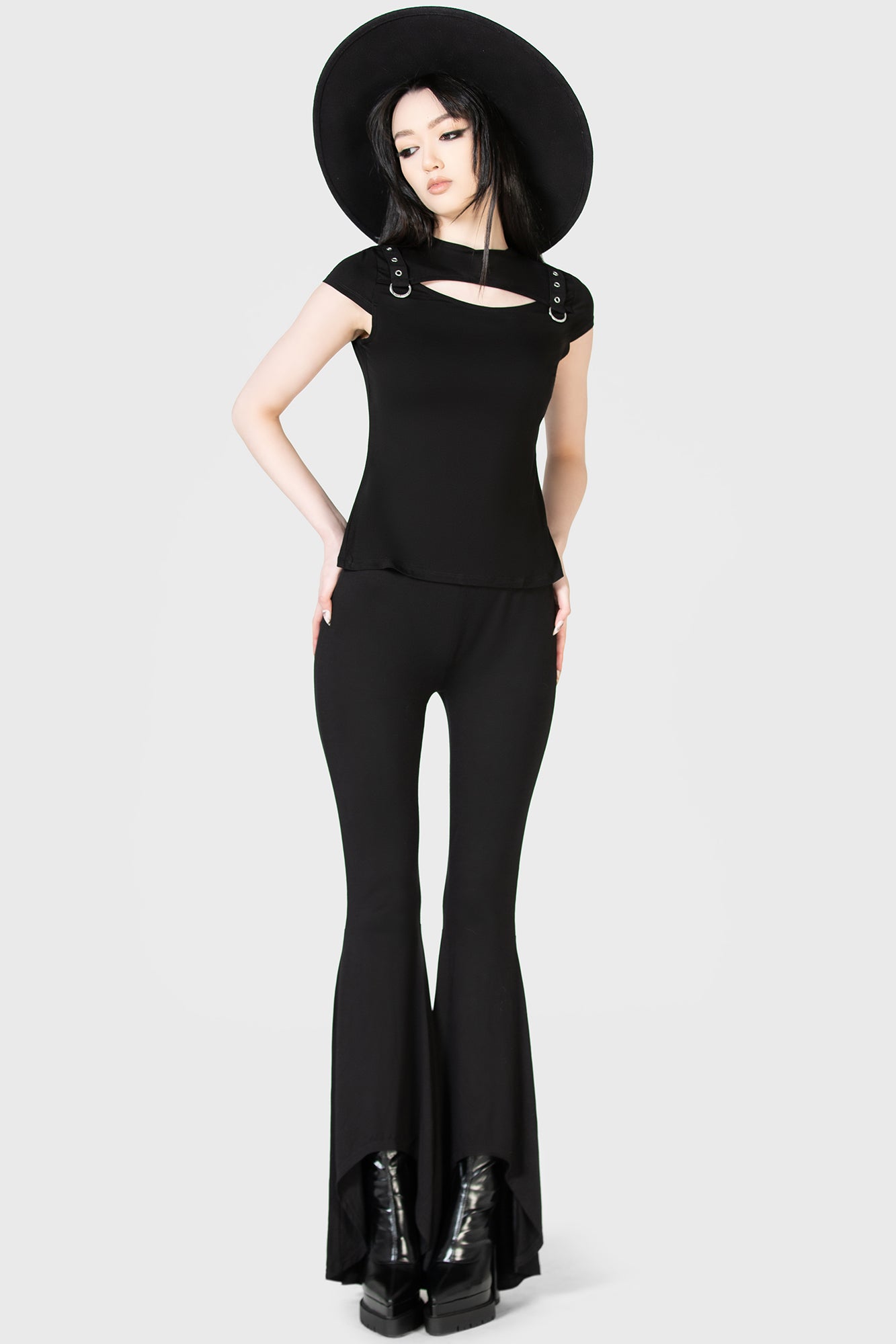 Killstar Xara Keyhole Top - Soft Jersey Fitted Blouse