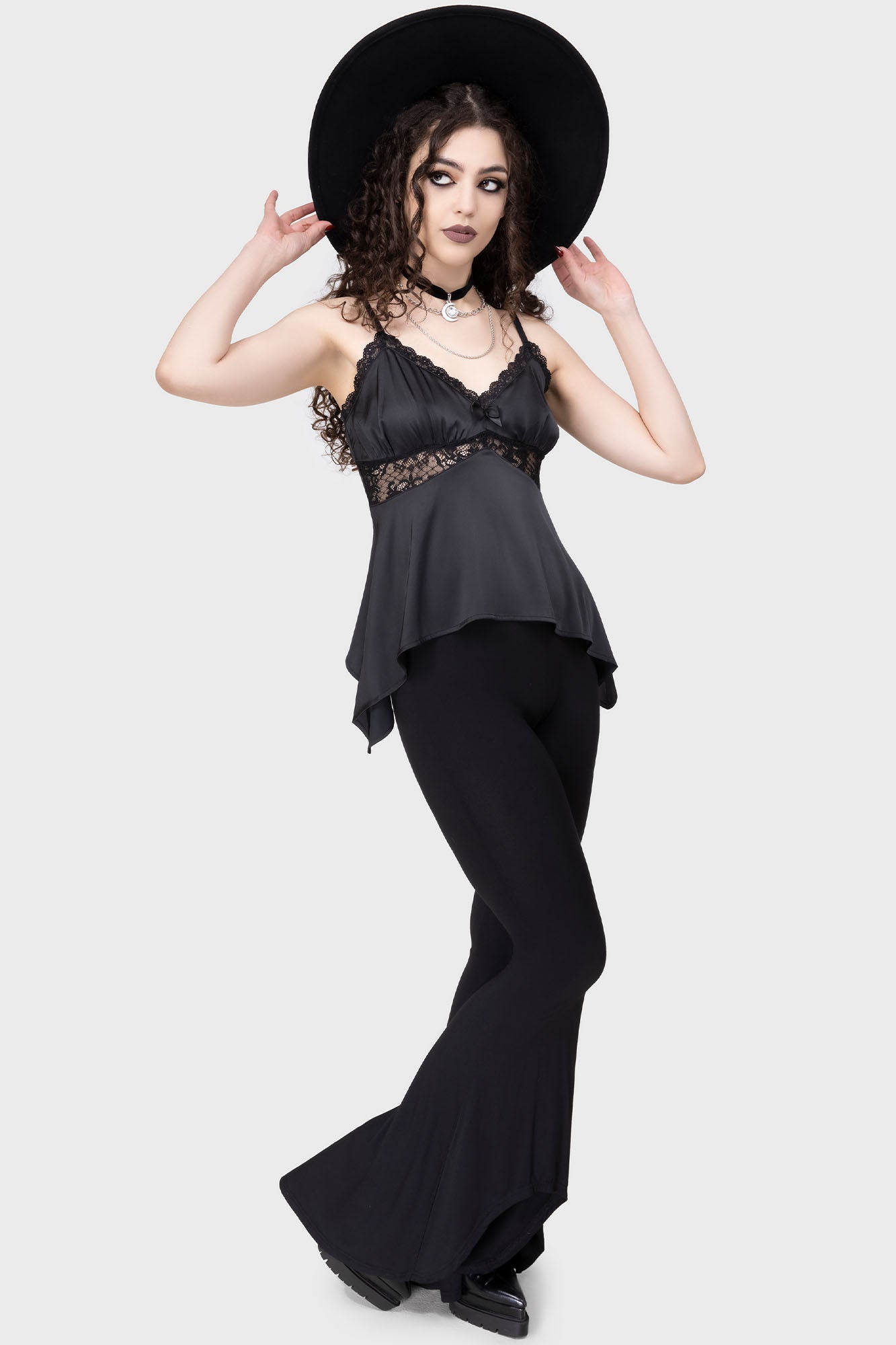 Zaria Cold Shoulder Lace Top with V-Neck & Adjustable Straps