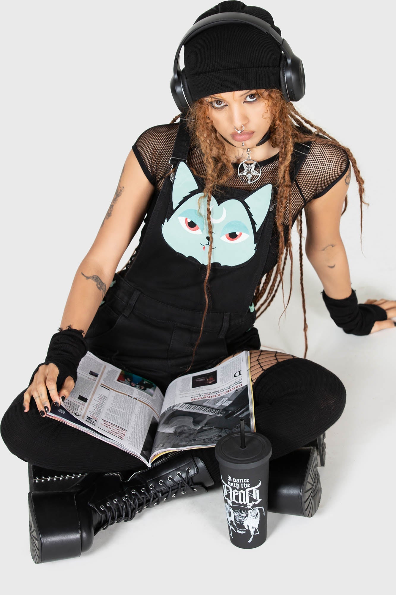 Killstar Lil Vampurr Denim Overalls - Gothic Distressed Fit