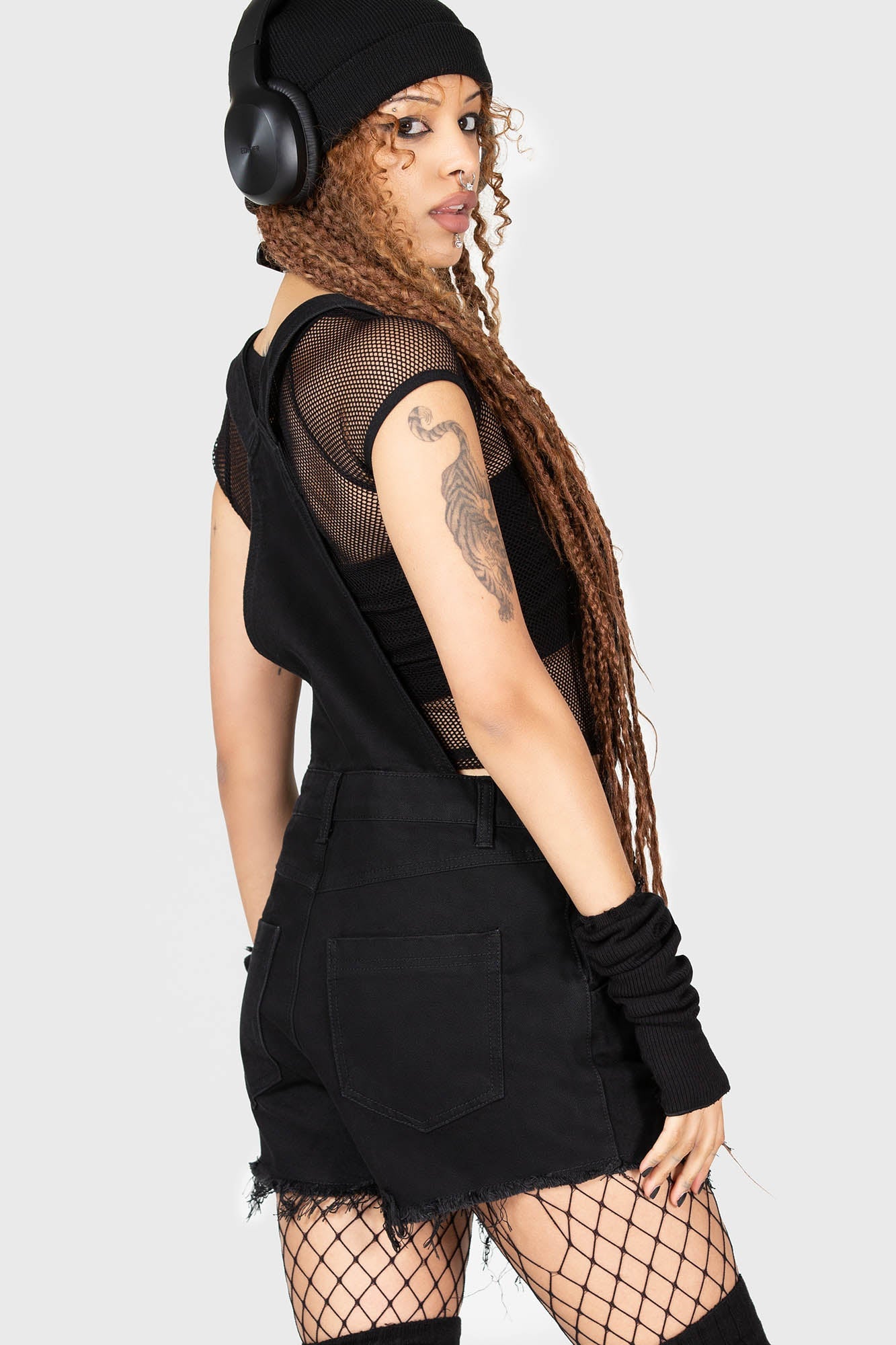 Killstar Lil Vampurr Denim Overalls - Gothic Distressed Fit