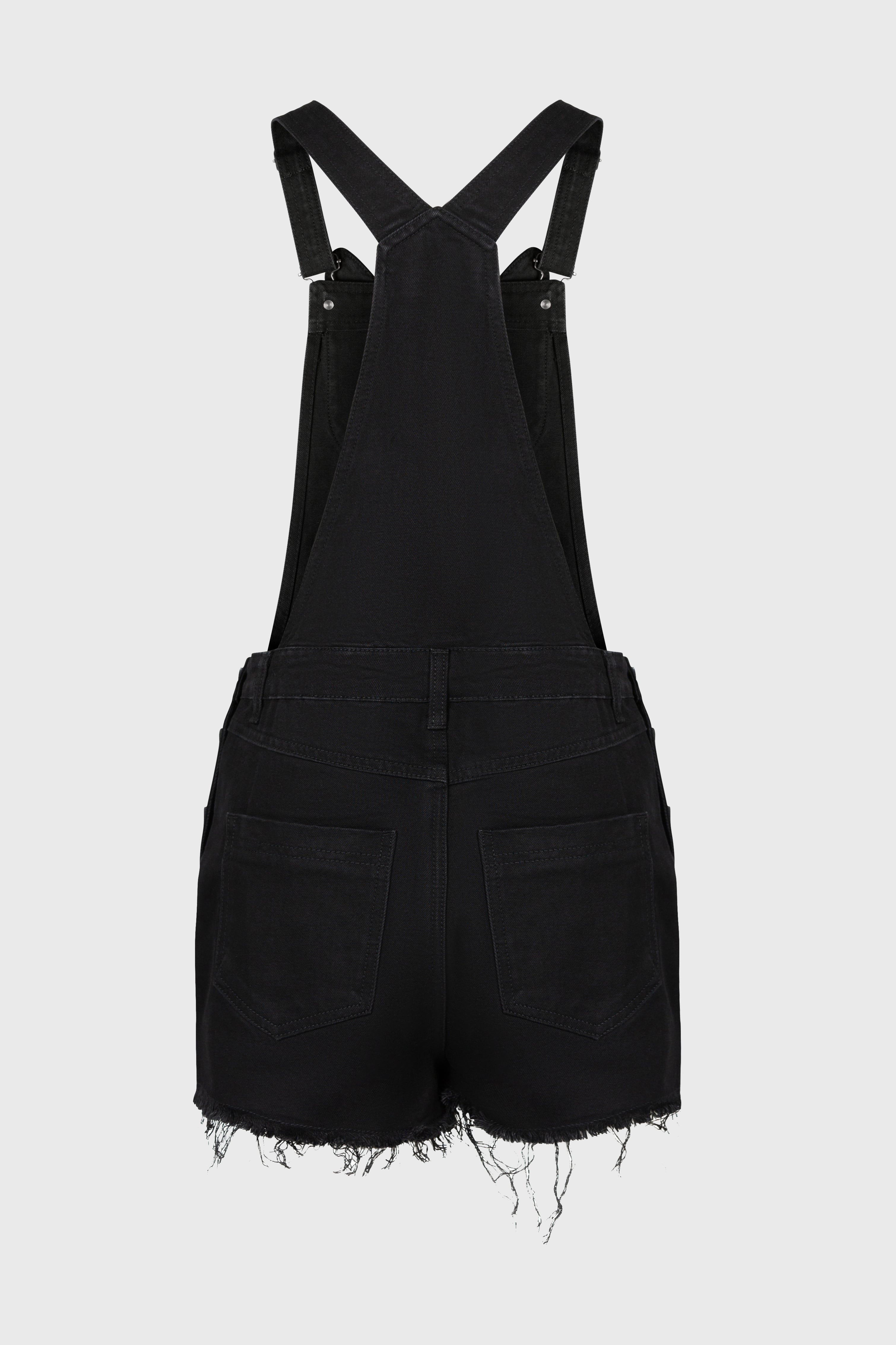 Killstar Lil Vampurr Denim Overalls - Gothic Distressed Fit