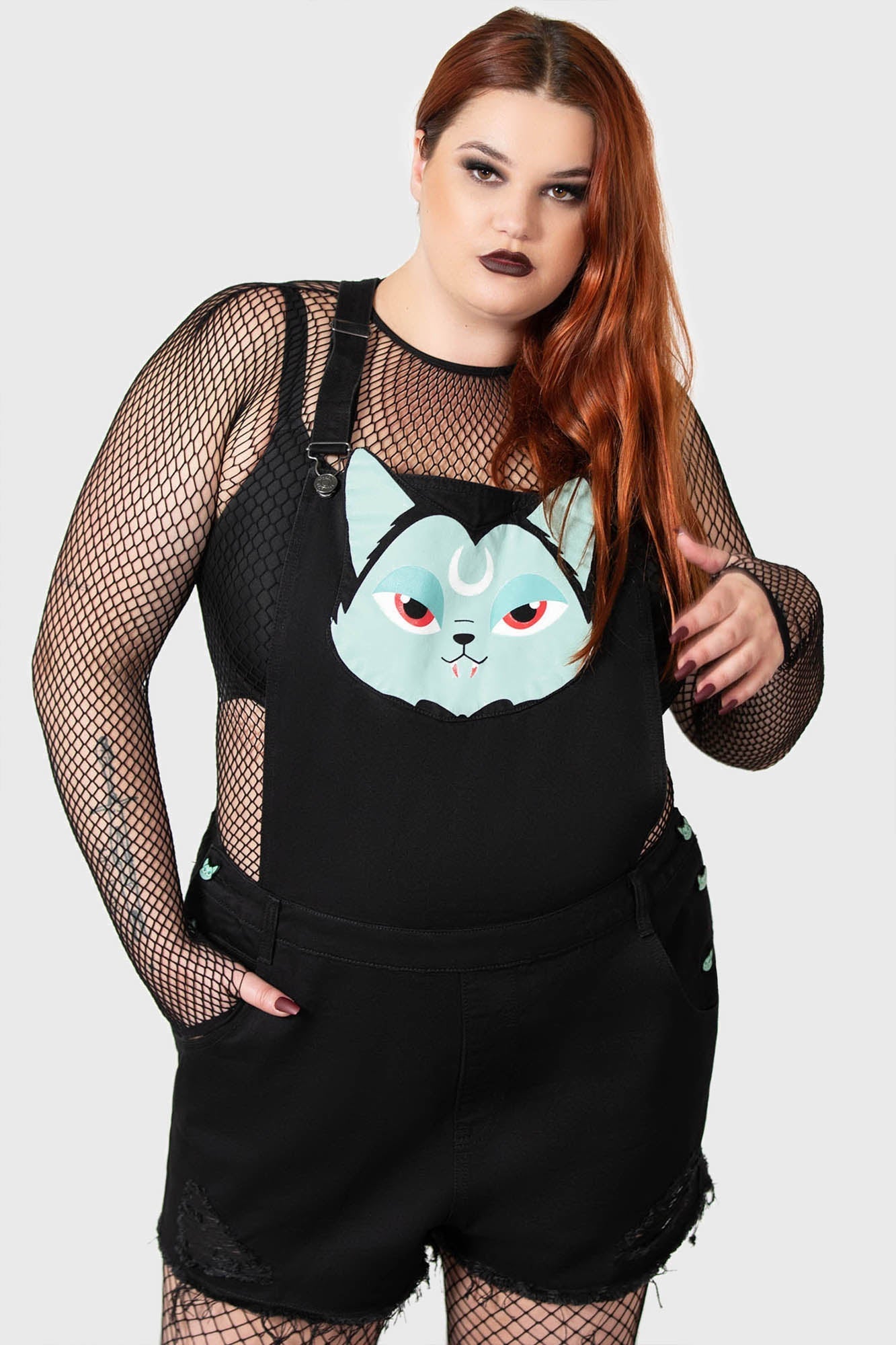 Killstar Lil Vampurr Denim Overalls - Gothic Distressed Fit