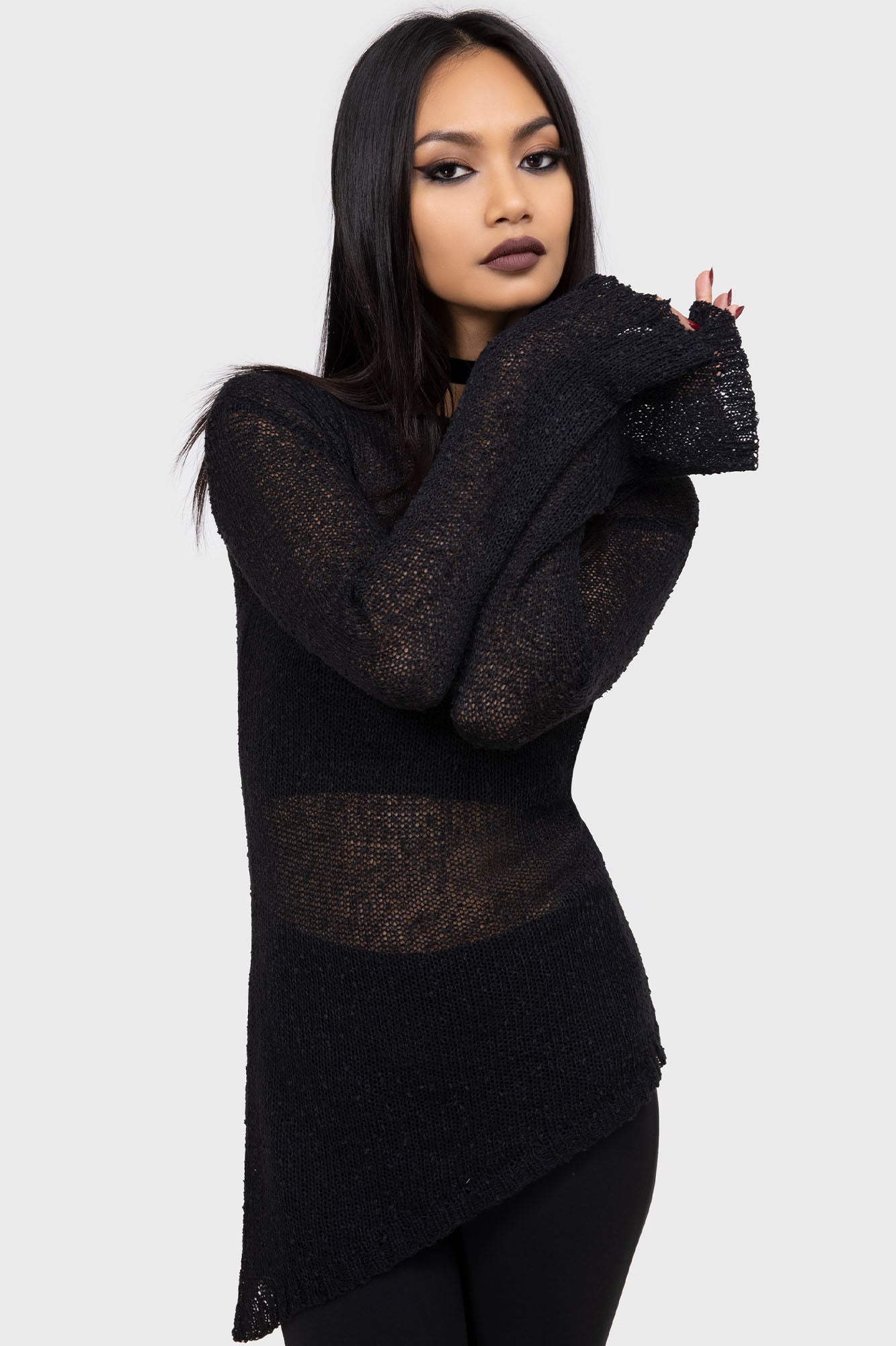 Killstar Twilight Eden Asymmetric Knit Sweater
