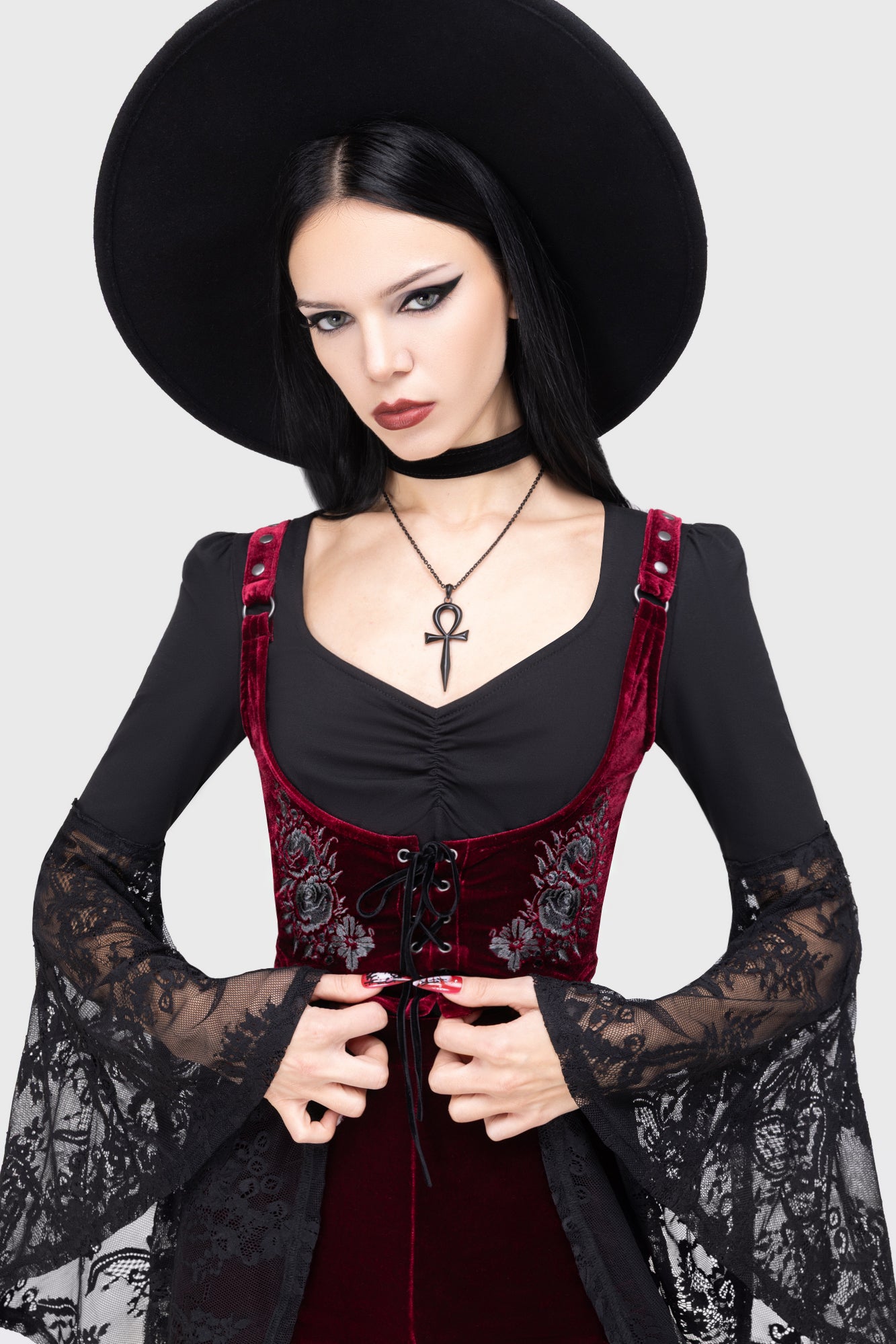Killstar Devil's Rose Velvet Underbust Corset Top