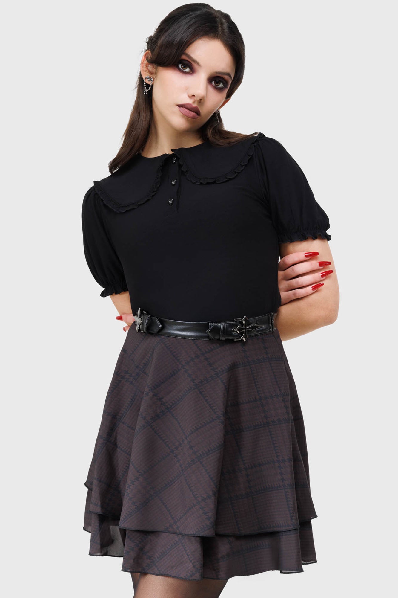 Killstar Erebella Blouse - Puff Sleeves & Skull Buttons