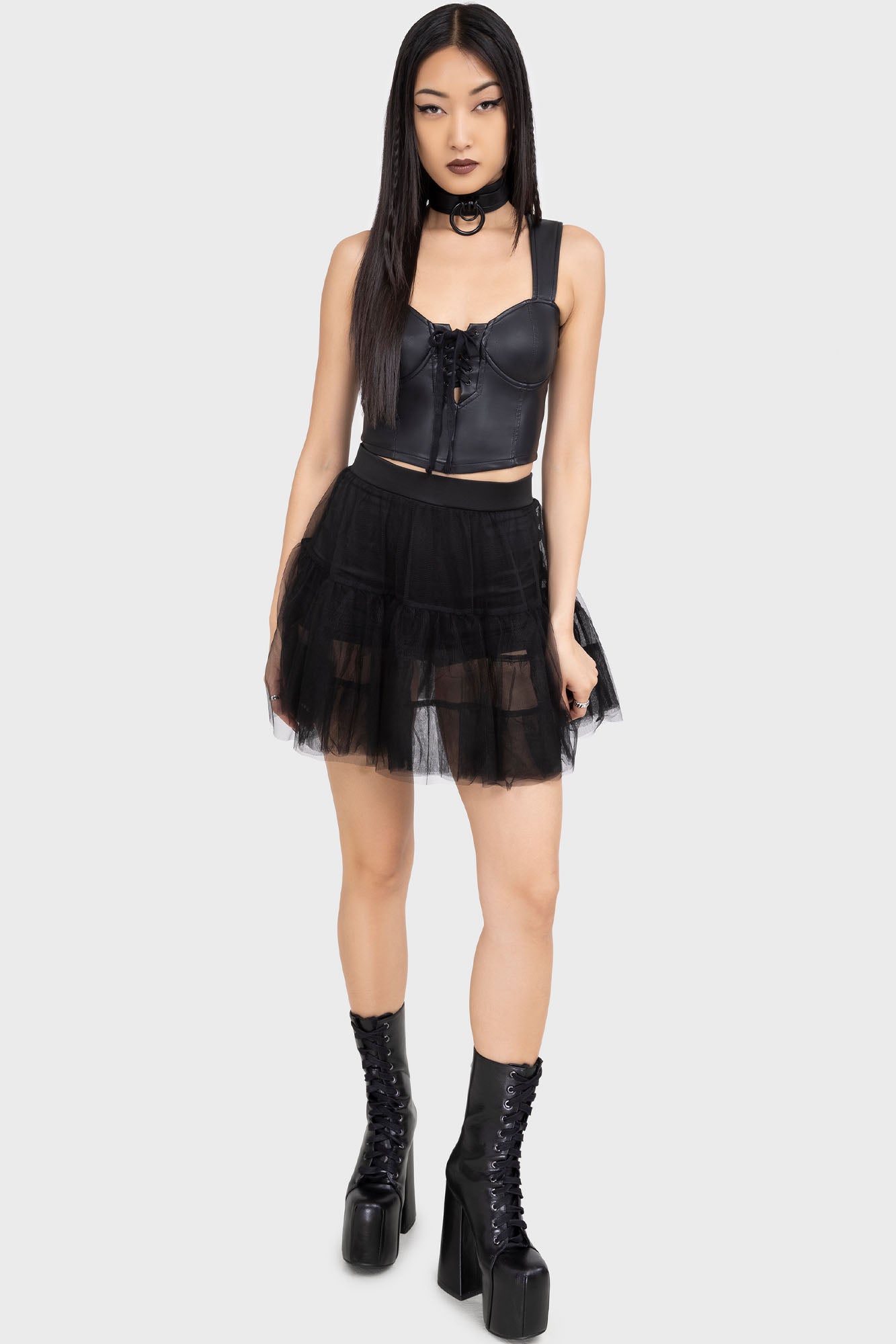 KIHILIST Tulle Mini Skirt with Attached Shorts – Stretch Fabric