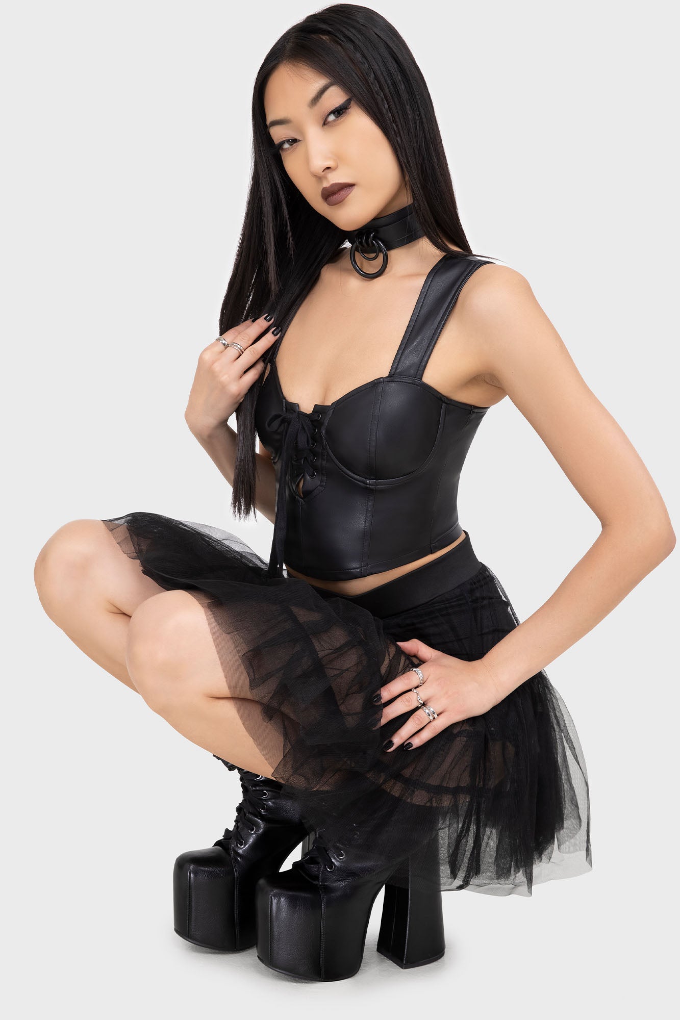 KIHILIST Tulle Mini Skirt with Attached Shorts – Stretch Fabric