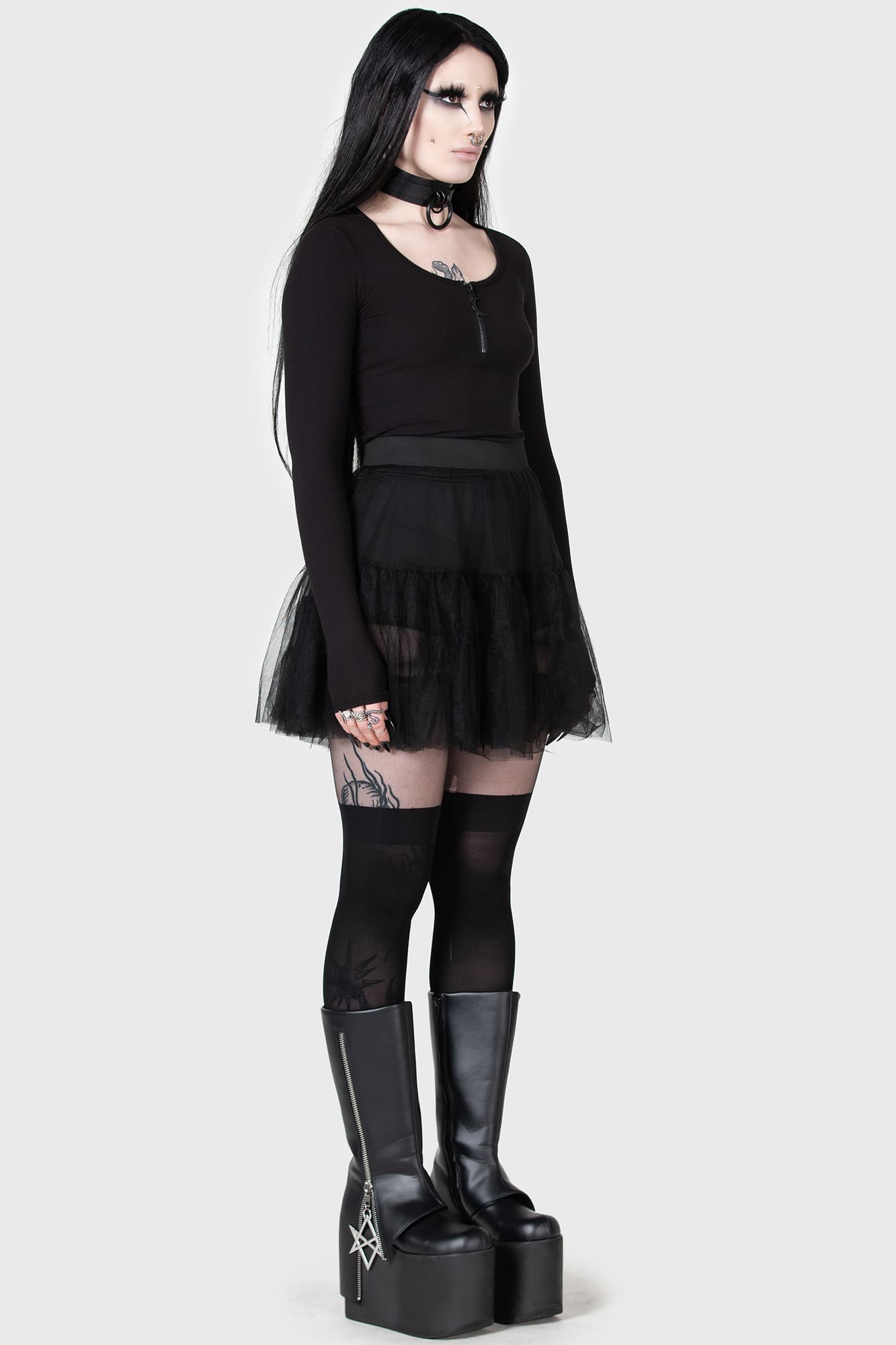 KIHILIST Tulle Mini Skirt with Attached Shorts – Stretch Fabric