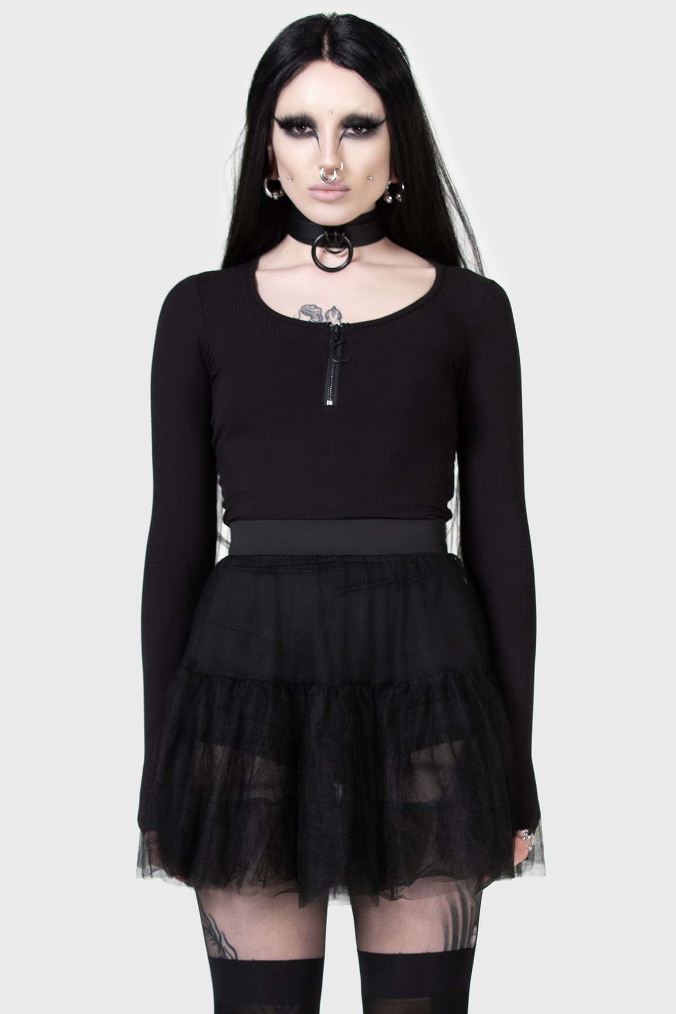 KIHILIST Tulle Mini Skirt with Attached Shorts – Stretch Fabric