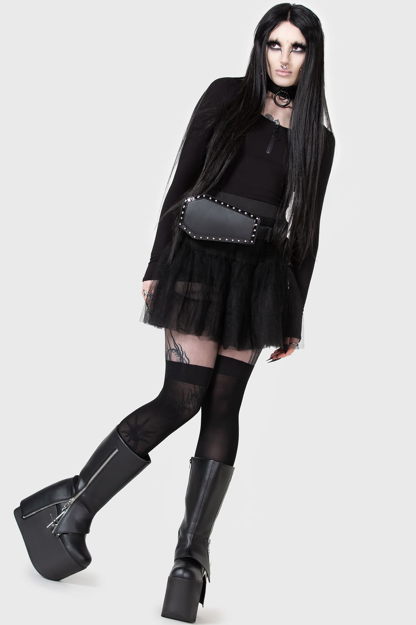 KIHILIST Tulle Mini Skirt with Attached Shorts – Stretch Fabric