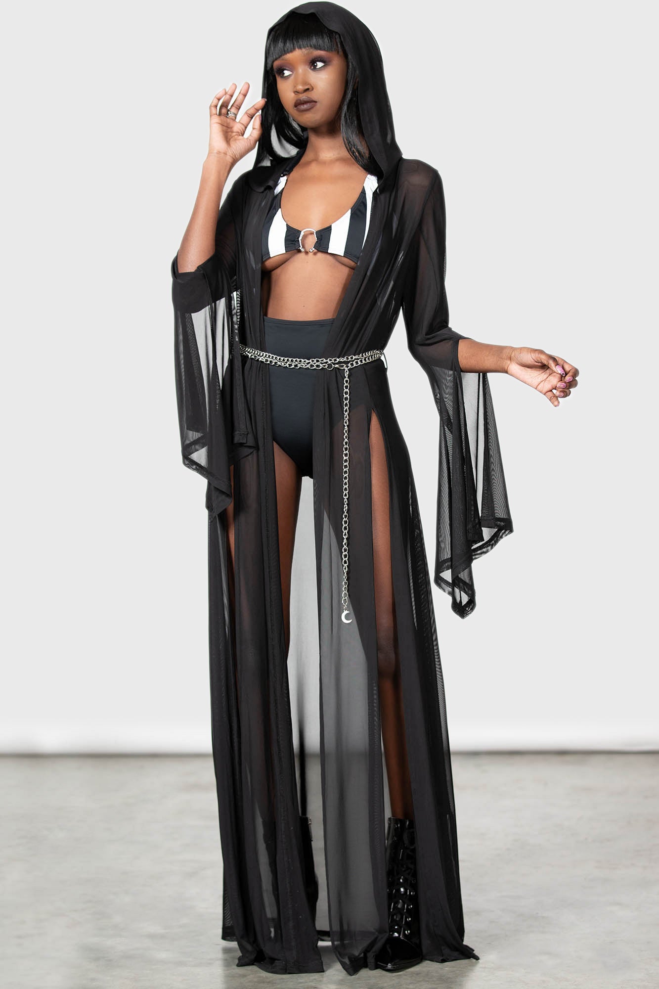 Killstar Mabel's Mayhem Mesh Hooded Maxi Cover Up