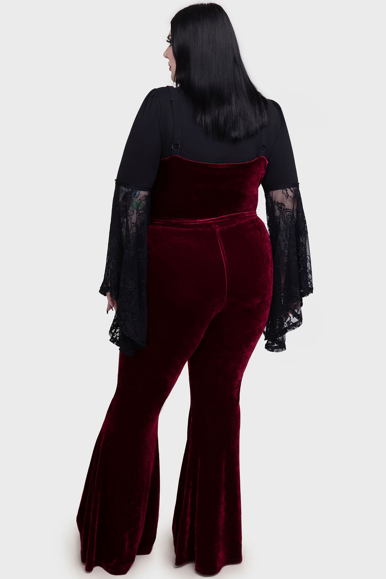 Killstar Devil's Rose Velvet Flare Pants
