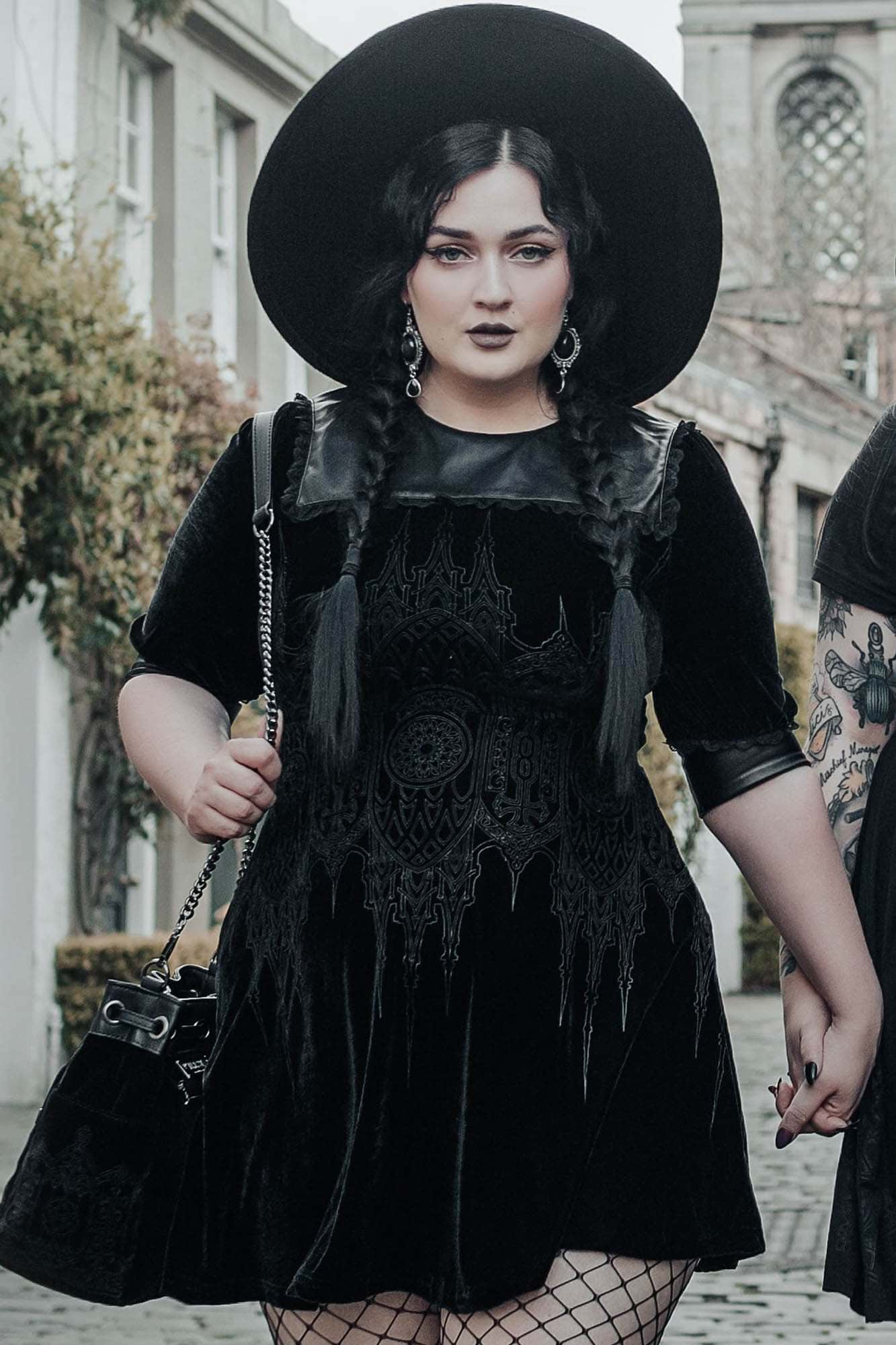 Killstar Akashic Aristocrat Black Gothic Dress with Lace Trims