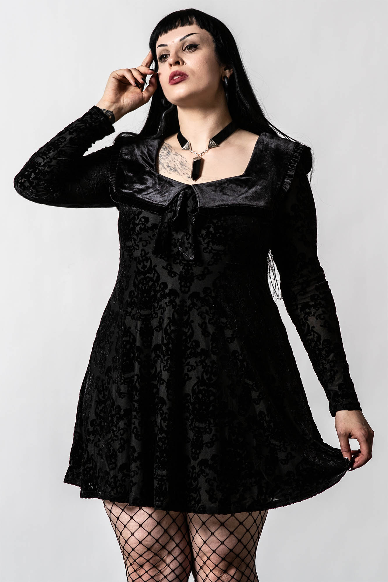 Killstar Angelique Velvet Collar Dress for Women